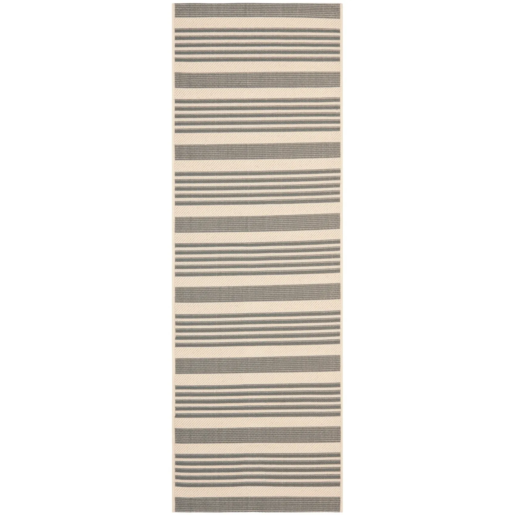 SAFAVIEH Courtyard Charmaine Indoor/ Outdoor Waterproof Area Rug - Grey/Bone - 2'3 x 12' Runner
