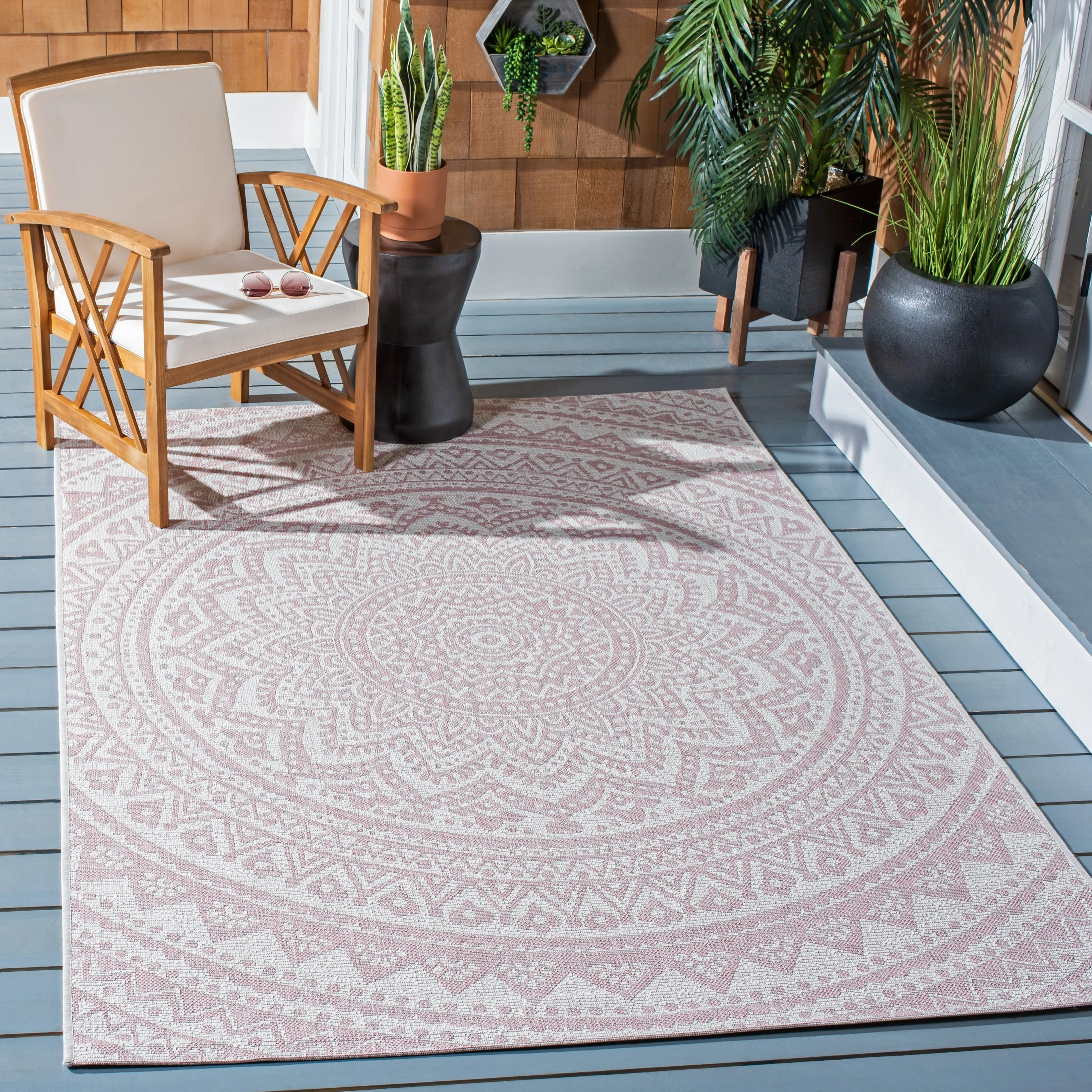 SAFAVIEH Courtyard Deepa Mandala Indoor /Outdoor Waterproof Patio Backyard Rug