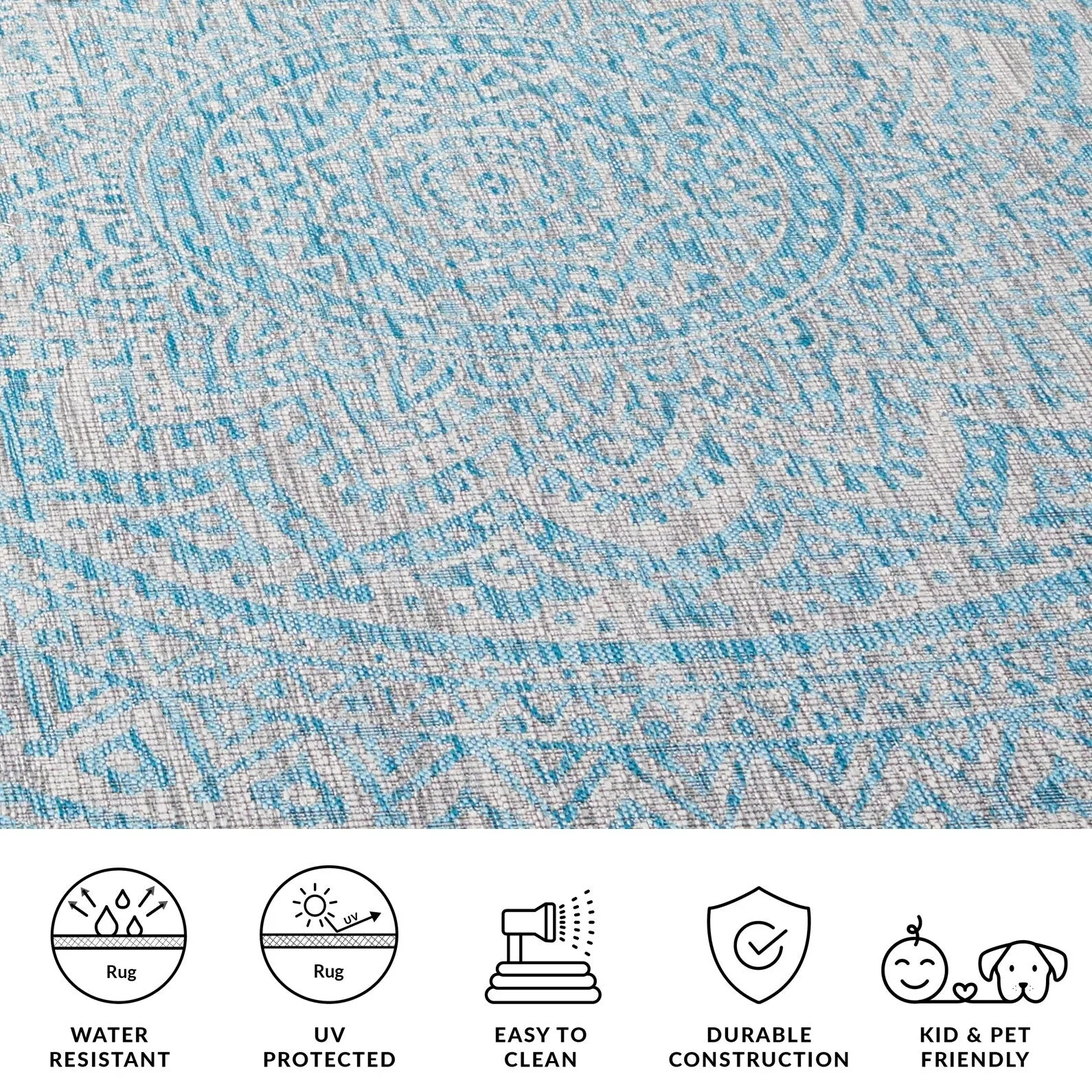 SAFAVIEH Courtyard Deepa Mandala Indoor /Outdoor Waterproof Patio Backyard Rug