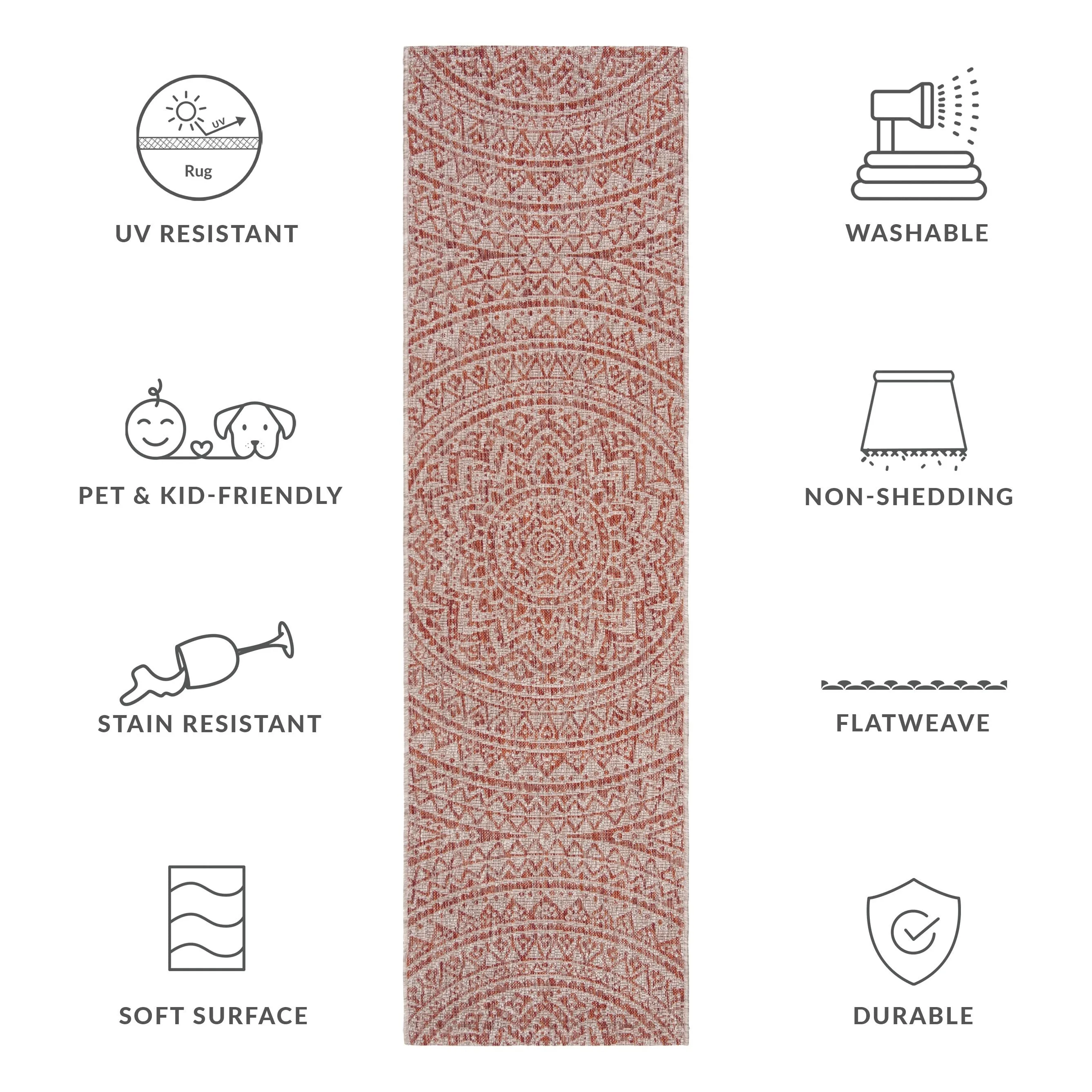 SAFAVIEH Courtyard Deepa Mandala Indoor /Outdoor Waterproof Patio Backyard Rug