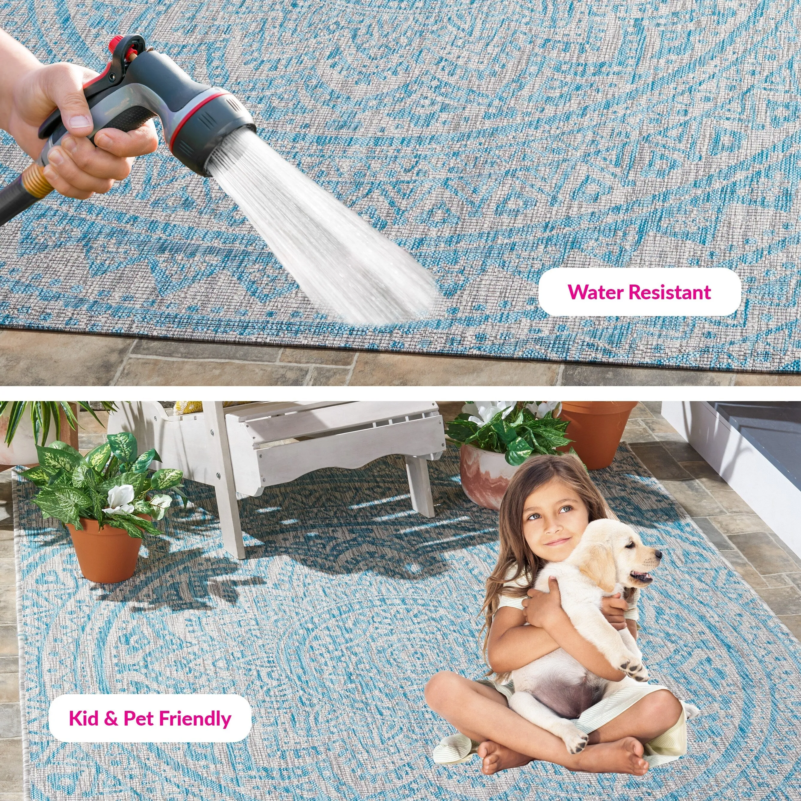 SAFAVIEH Courtyard Deepa Mandala Indoor /Outdoor Waterproof Patio Backyard Rug