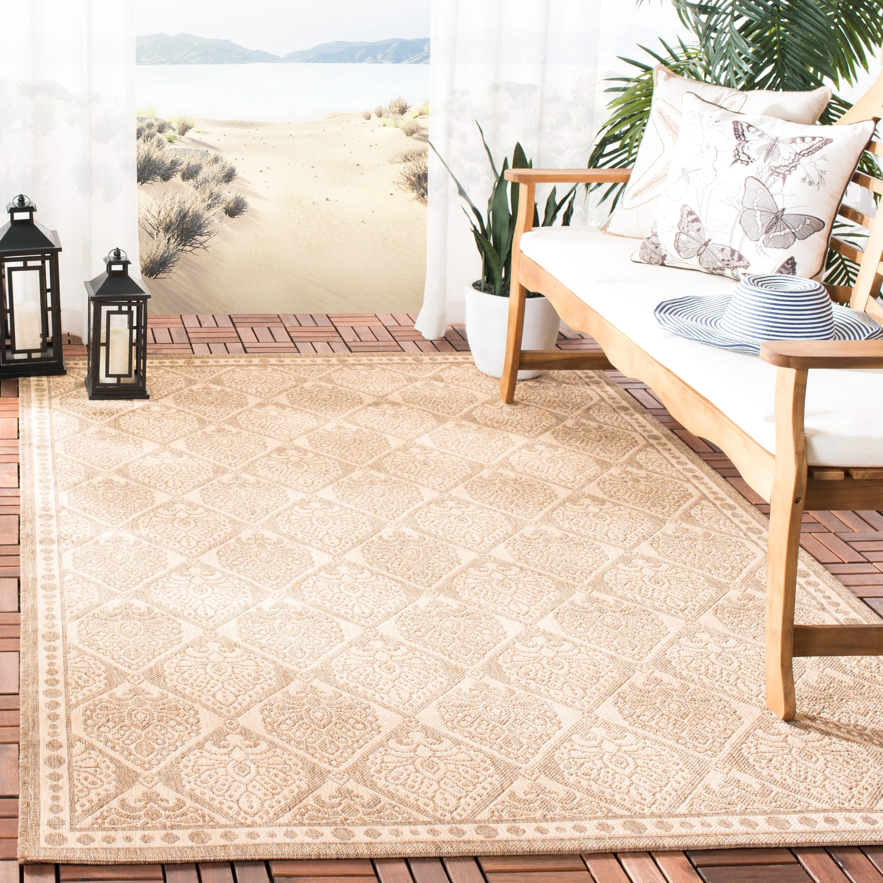 SAFAVIEH Courtyard Evangelina Indoor/ Outdoor Waterproof Patio Backyard Rug