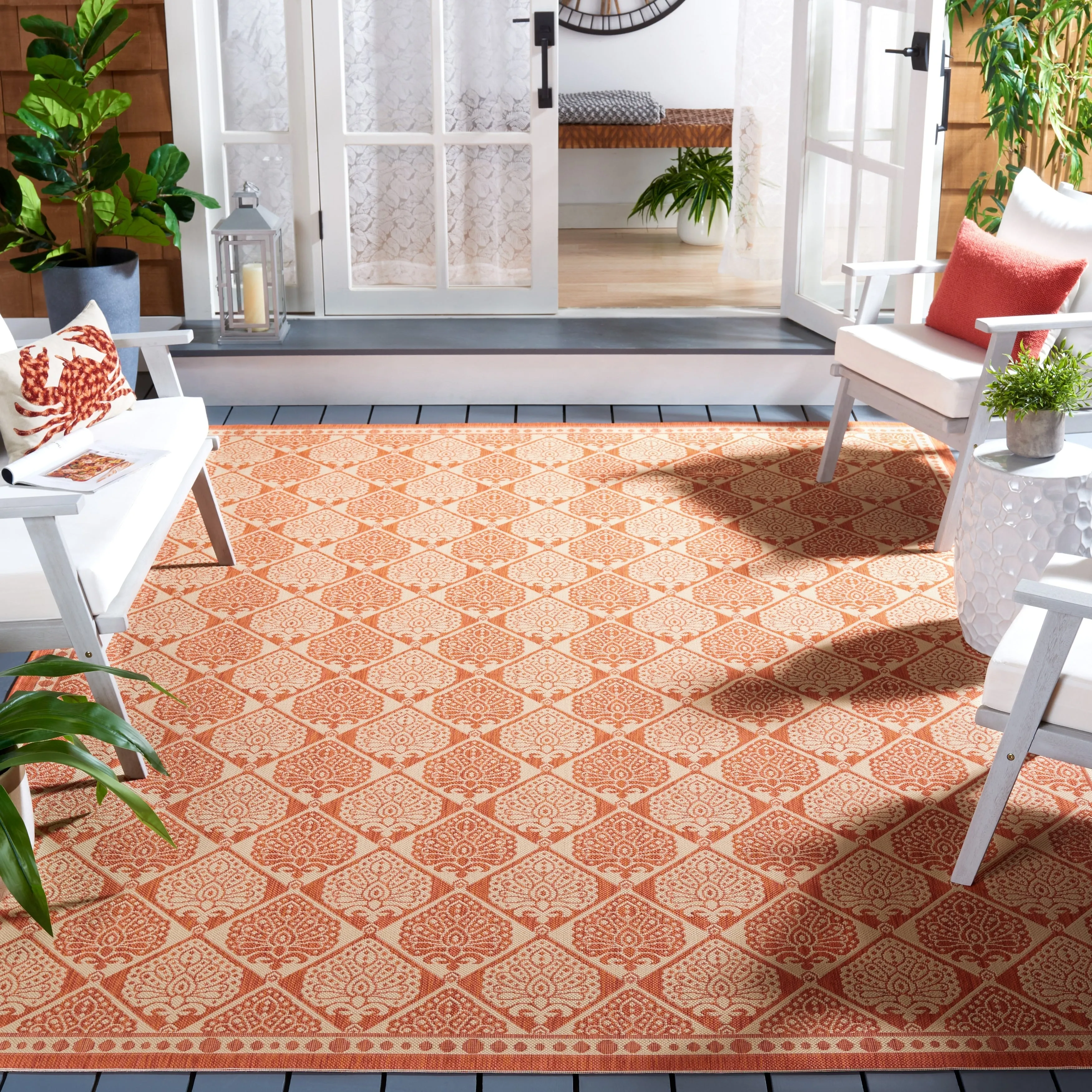 SAFAVIEH Courtyard Evangelina Indoor/ Outdoor Waterproof Patio Backyard Rug