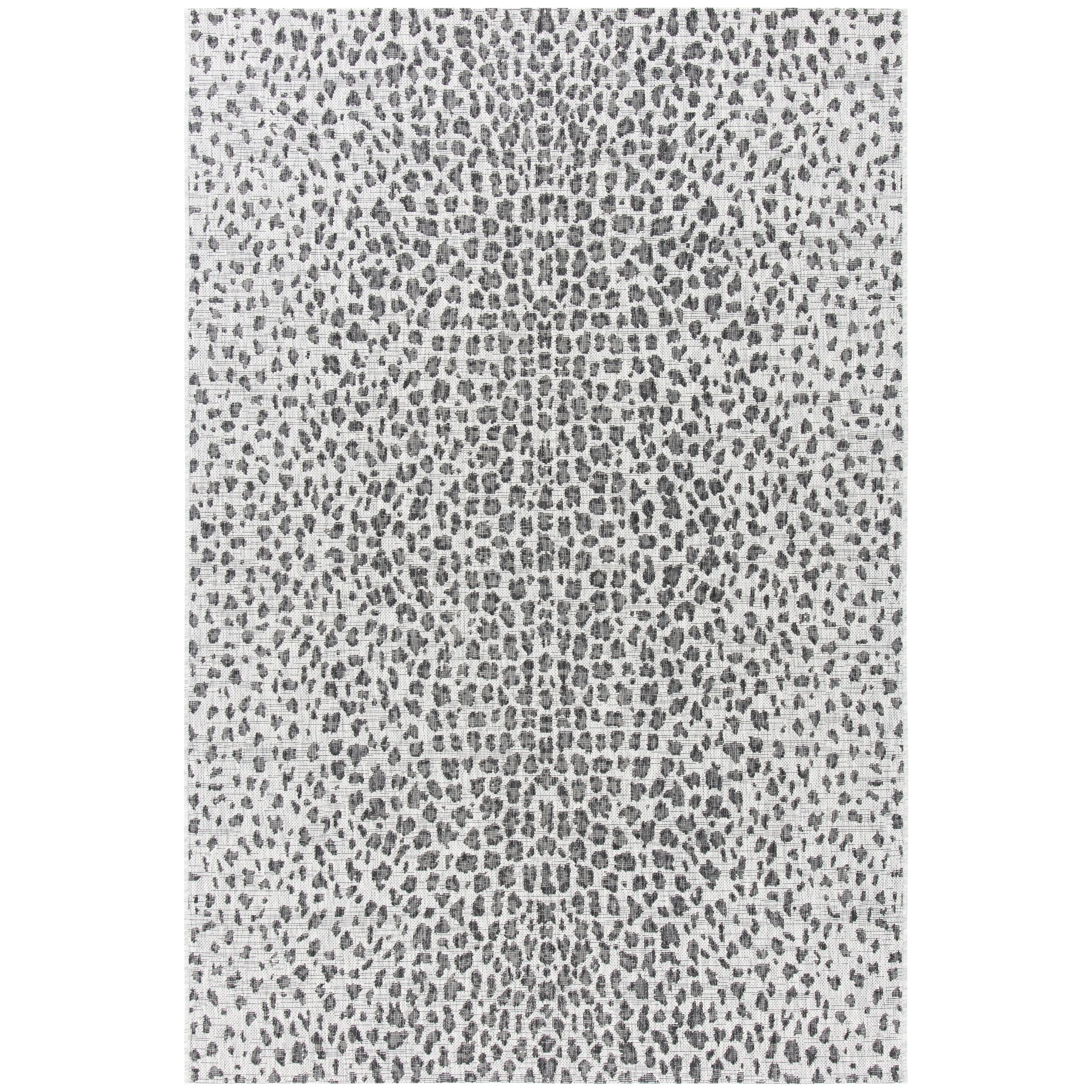 SAFAVIEH Courtyard Eyrin Indoor/ Outdoor Waterproof Patio Backyard Rug - Grey/Black - 5'5 x 7'7