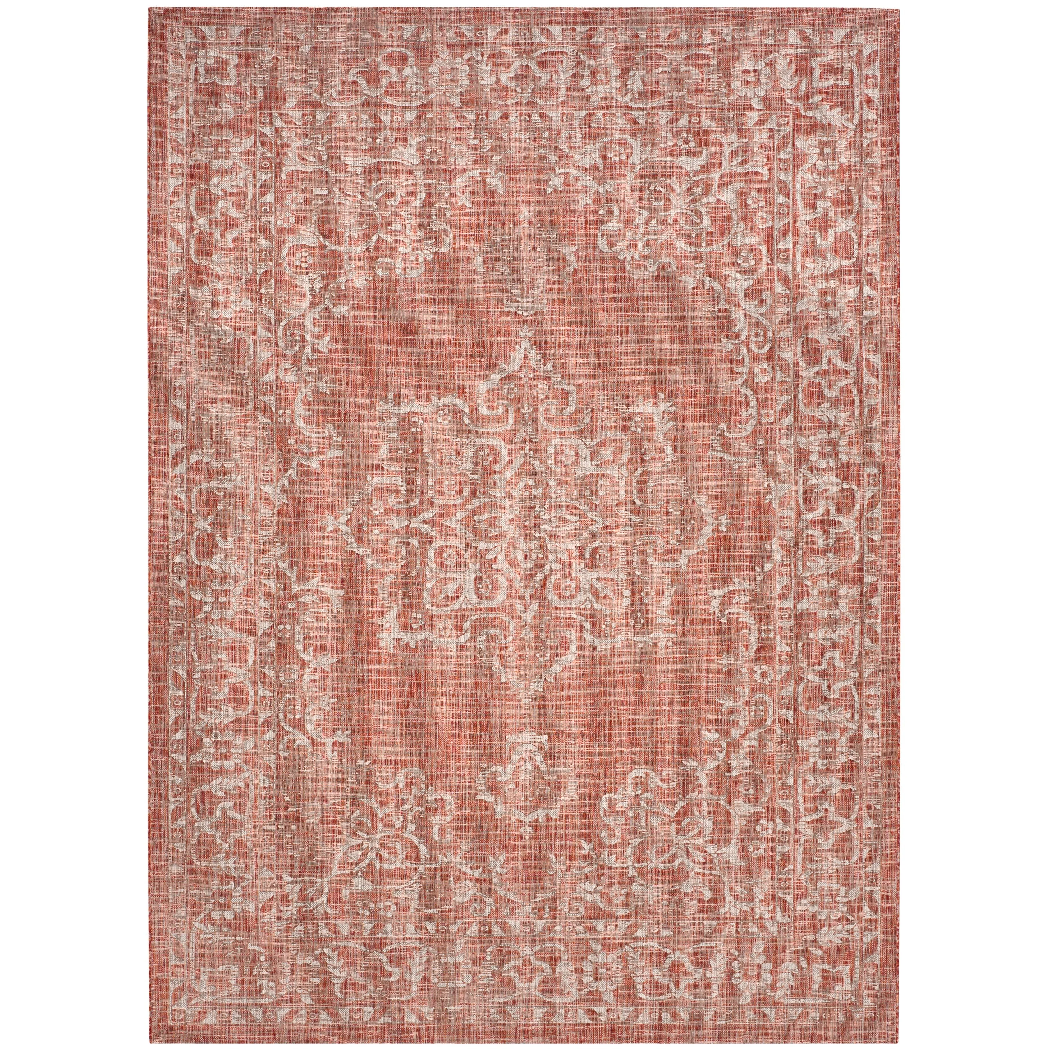 SAFAVIEH Courtyard Karolyn Medallion Indoor/ Outdoor Waterproof Patio Backyard Rug - Terracotta/Beige - 5'3 x 7'7