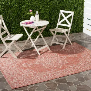 SAFAVIEH Courtyard Karolyn Medallion Indoor/ Outdoor Waterproof Patio Backyard Rug - Terracotta/Beige - 5'3 x 7'7