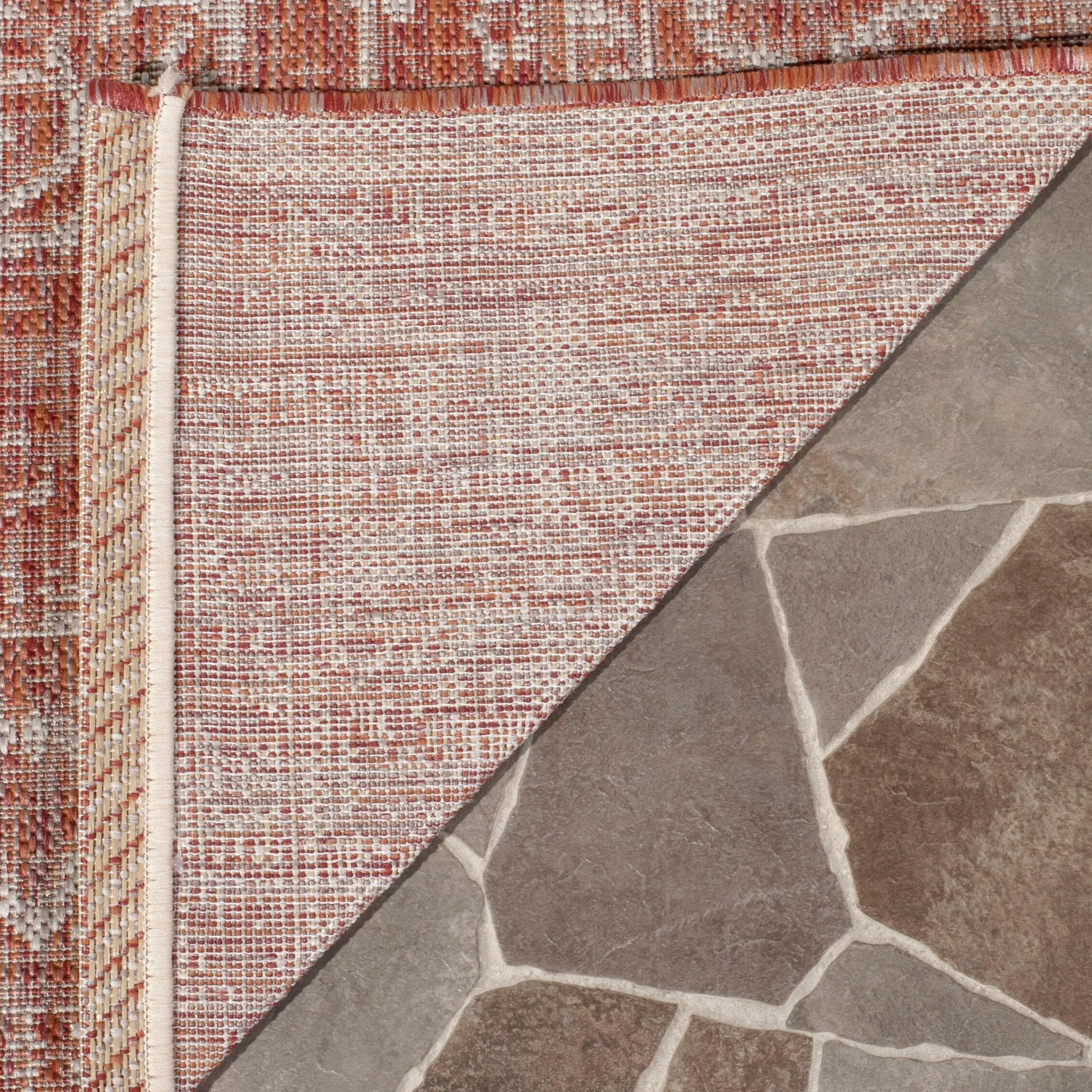 SAFAVIEH Courtyard Karolyn Medallion Indoor/ Outdoor Waterproof Patio Backyard Rug - Terracotta/Beige - 5'3 x 7'7