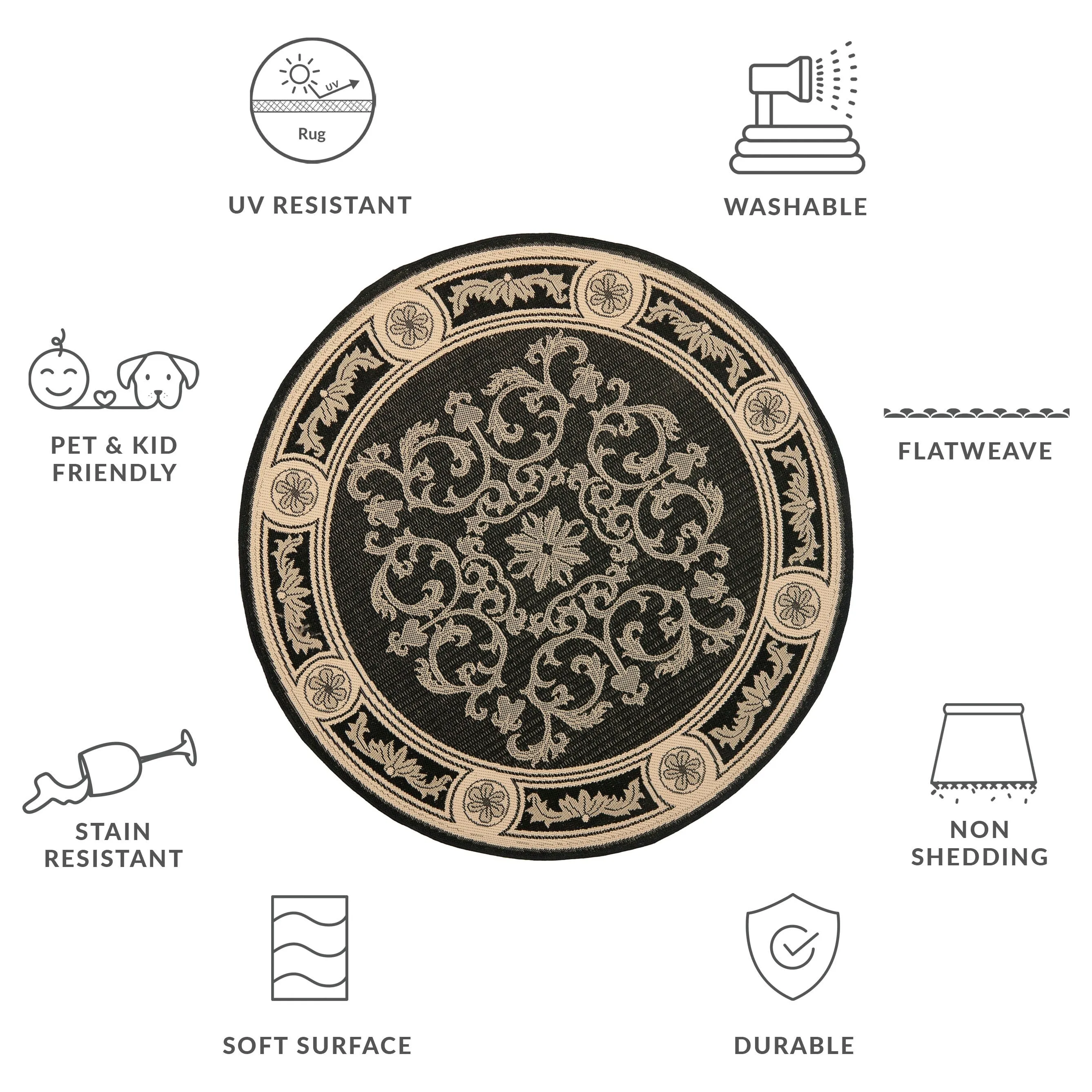 SAFAVIEH Courtyard Lineke Indoor/ Outdoor Waterproof Patio Backyard Rug