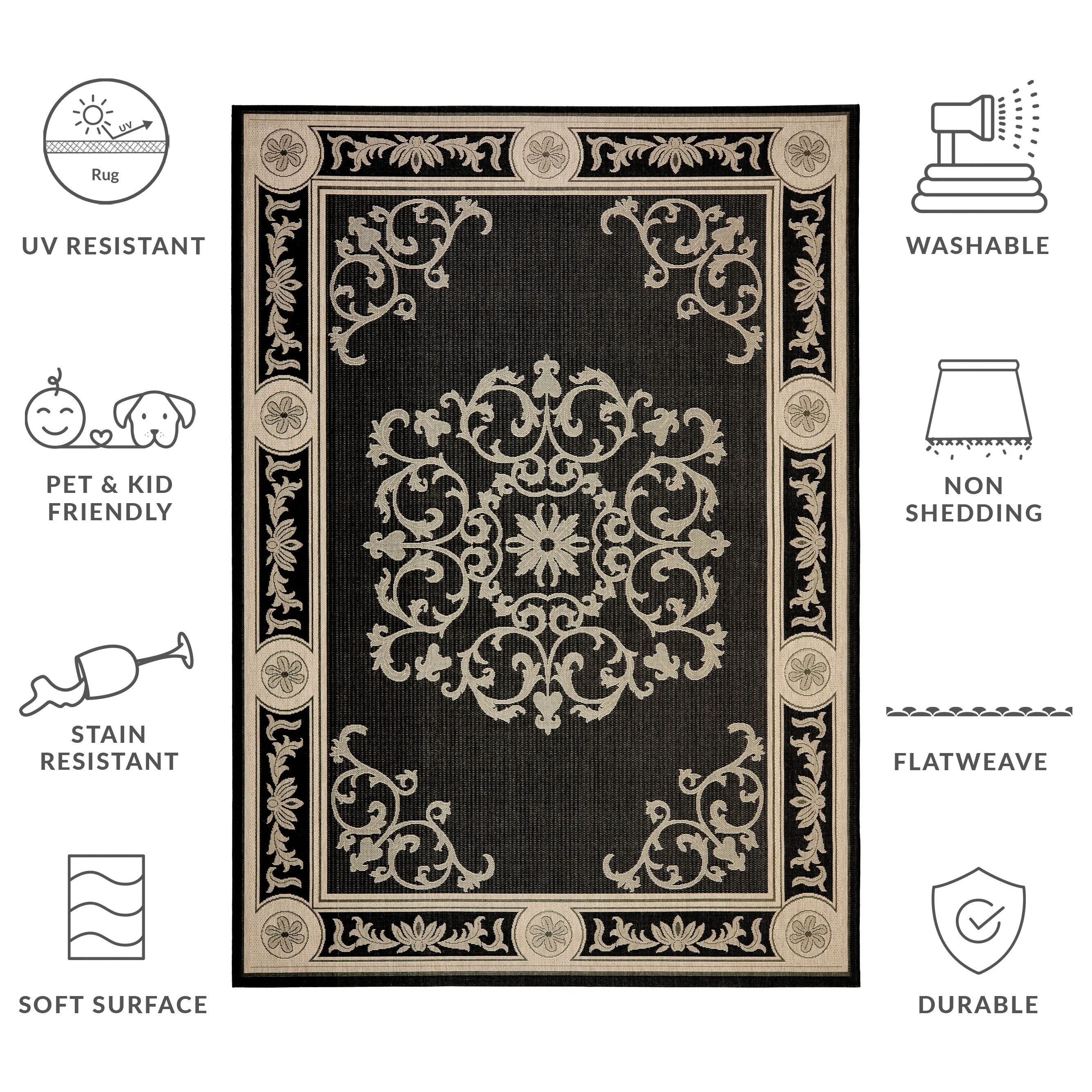 SAFAVIEH Courtyard Lineke Indoor/ Outdoor Waterproof Patio Backyard Rug