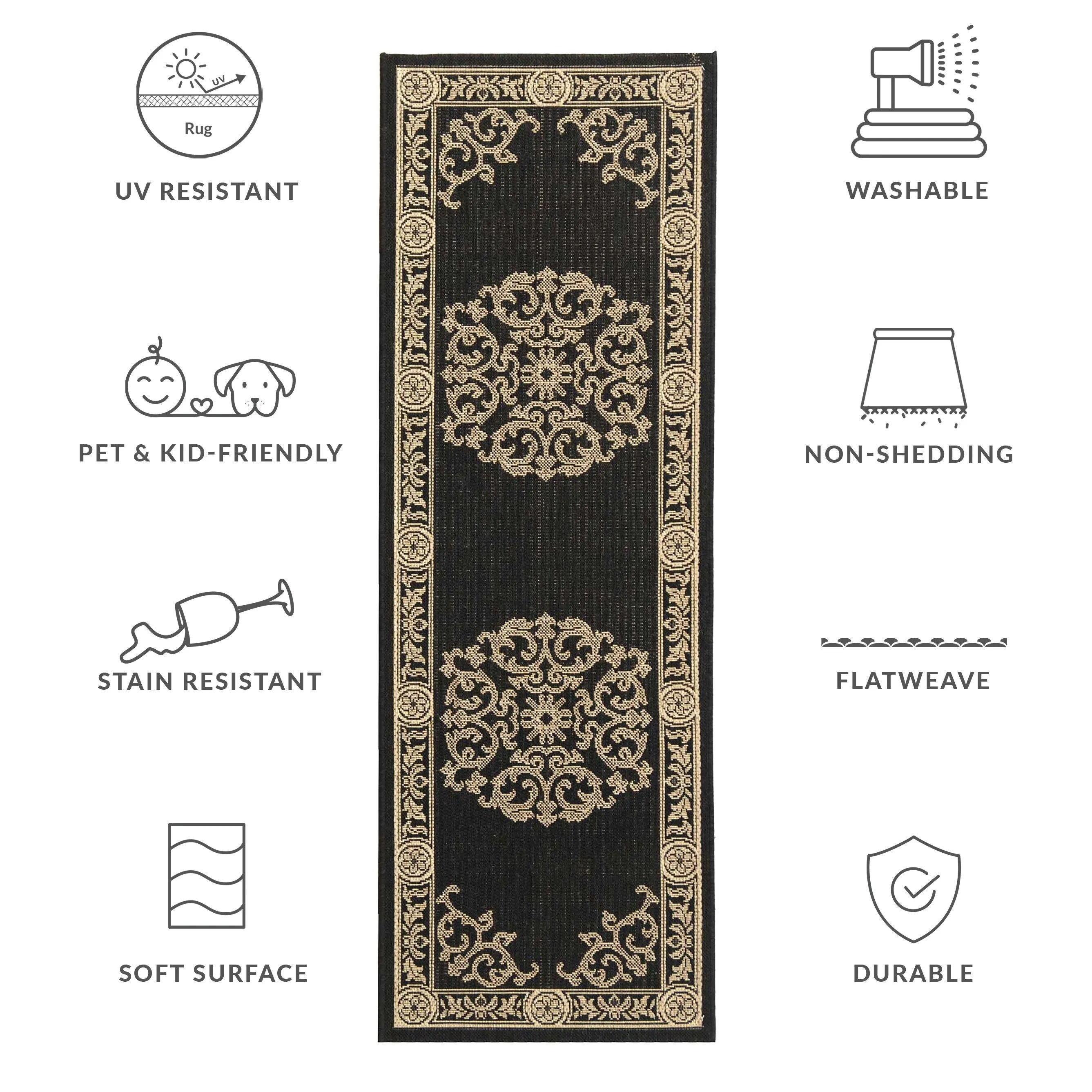 SAFAVIEH Courtyard Lineke Indoor/ Outdoor Waterproof Patio Backyard Rug