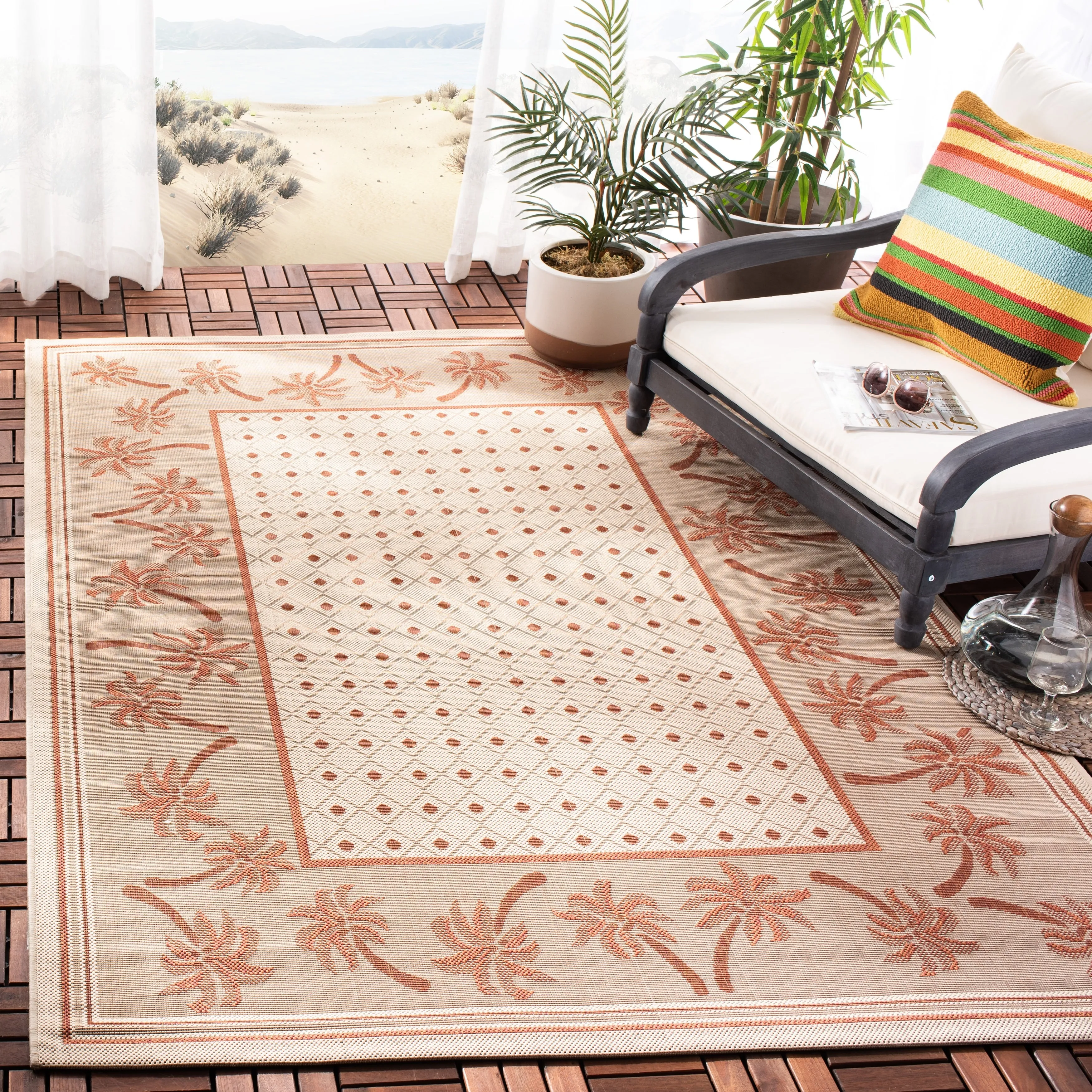 SAFAVIEH Courtyard Merilin Indoor/ Outdoor Geometric Area Rug