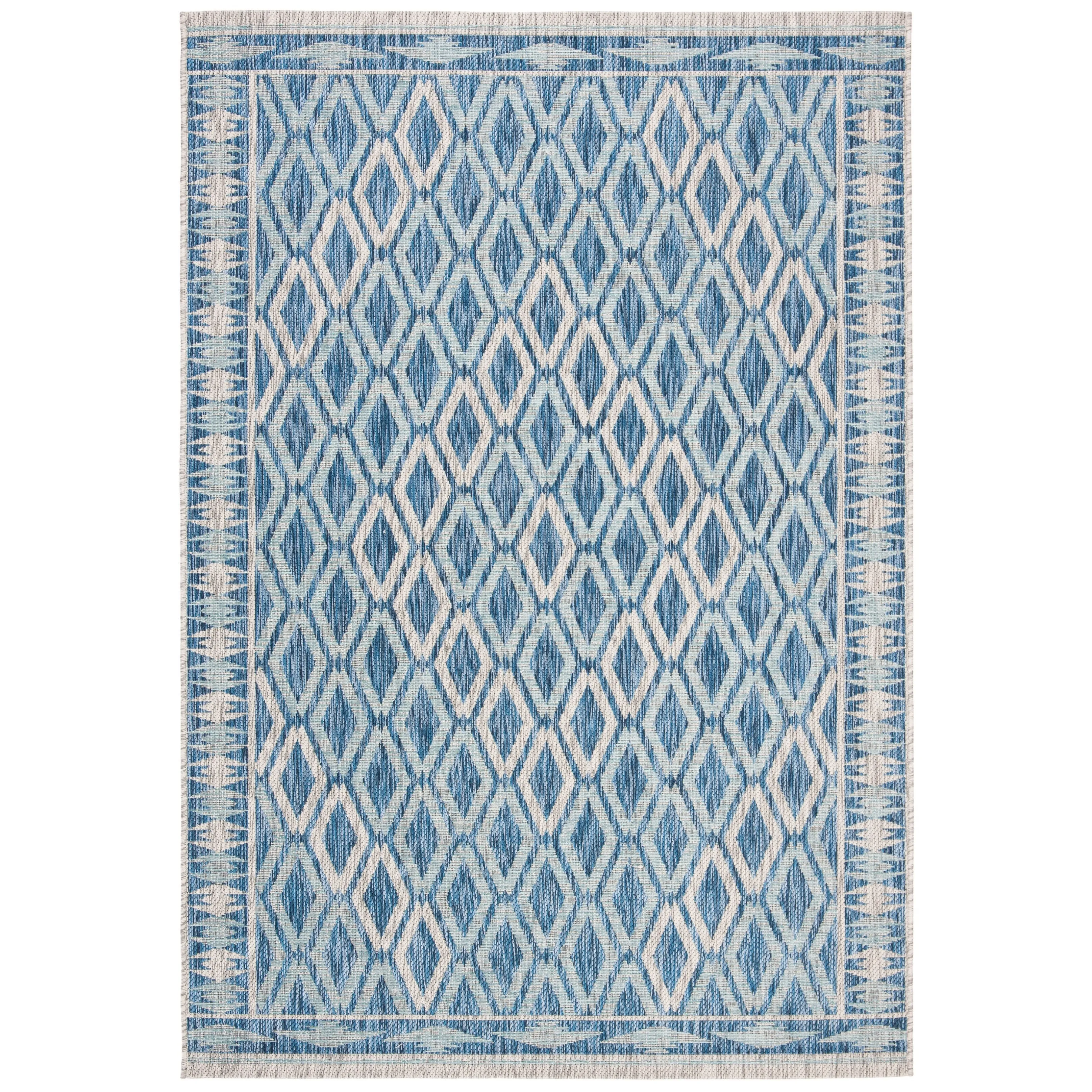 SAFAVIEH Courtyard Noreta Indoor/ Outdoor Waterproof Patio Backyard Rug - Navy/Grey - 5'3 x 7'7