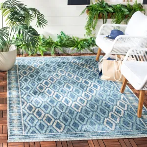 SAFAVIEH Courtyard Noreta Indoor/ Outdoor Waterproof Patio Backyard Rug - Navy/Grey - 5'3 x 7'7
