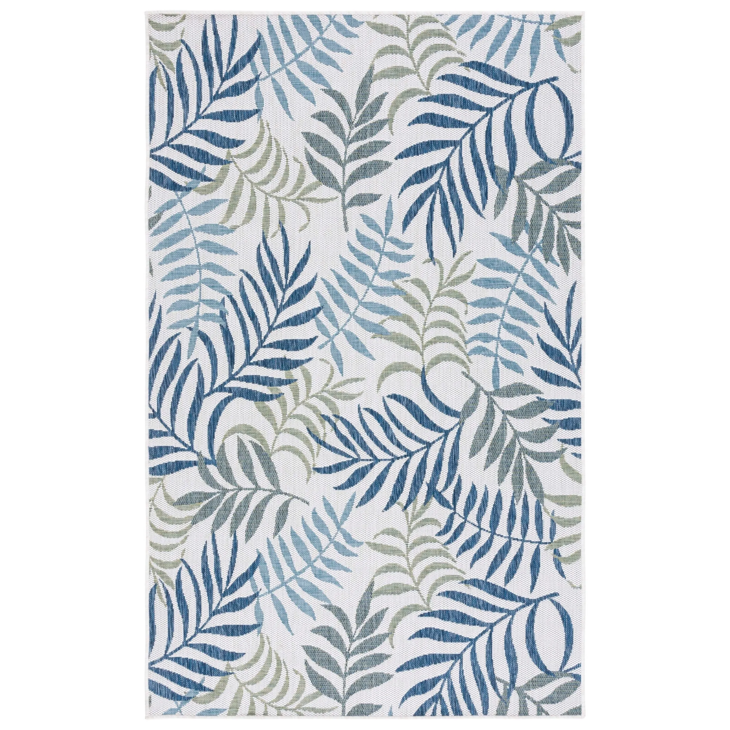 SAFAVIEH Courtyard Sanam Indoor/ Outdoor Rug - Beige/Green Blue - 4' x 5'7