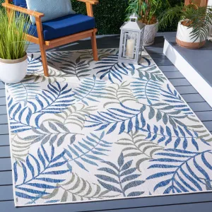 SAFAVIEH Courtyard Sanam Indoor/ Outdoor Rug - Beige/Green Blue - 4' x 5'7