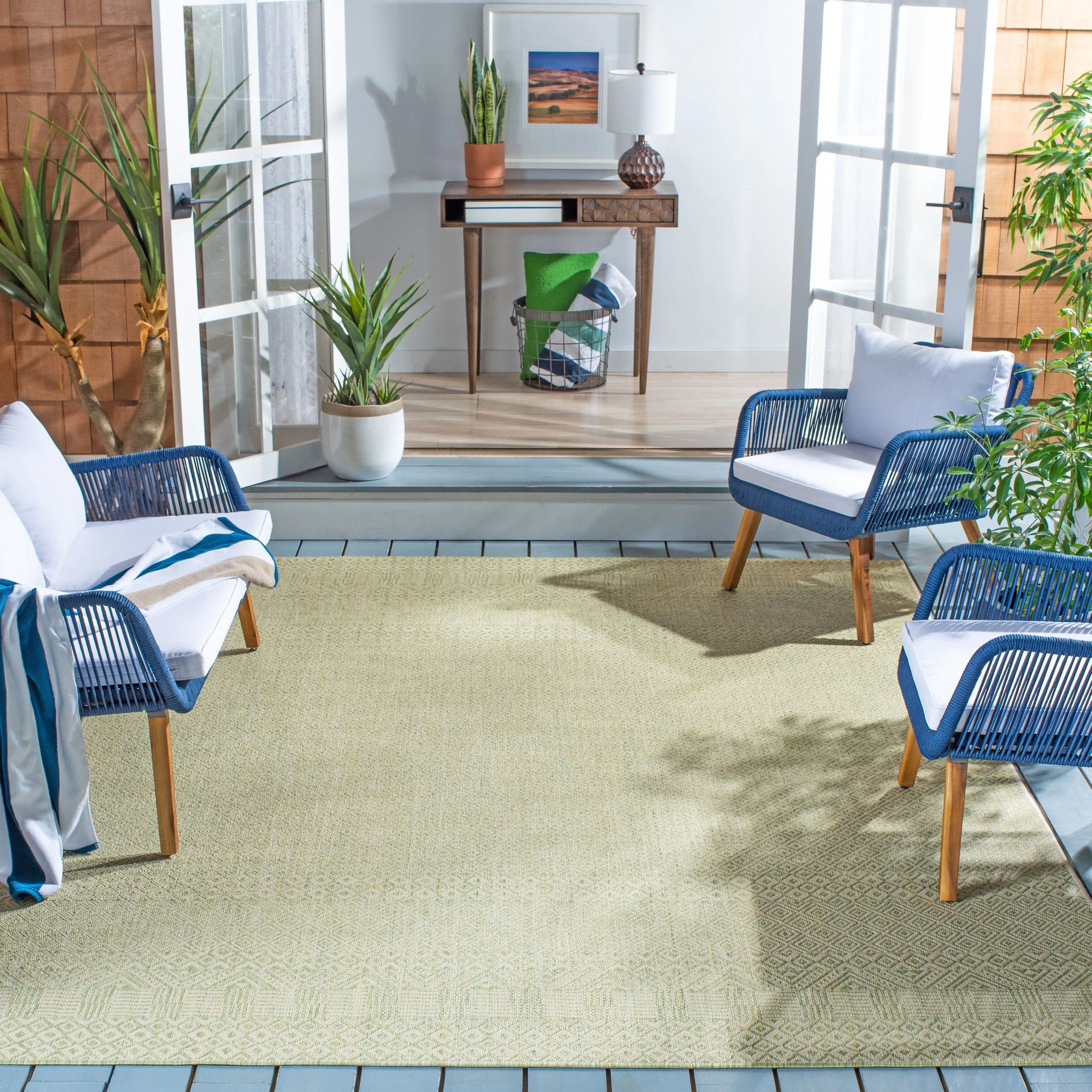 SAFAVIEH Courtyard Shikibu Indoor/ Outdoor Waterproof Patio Backyard Rug