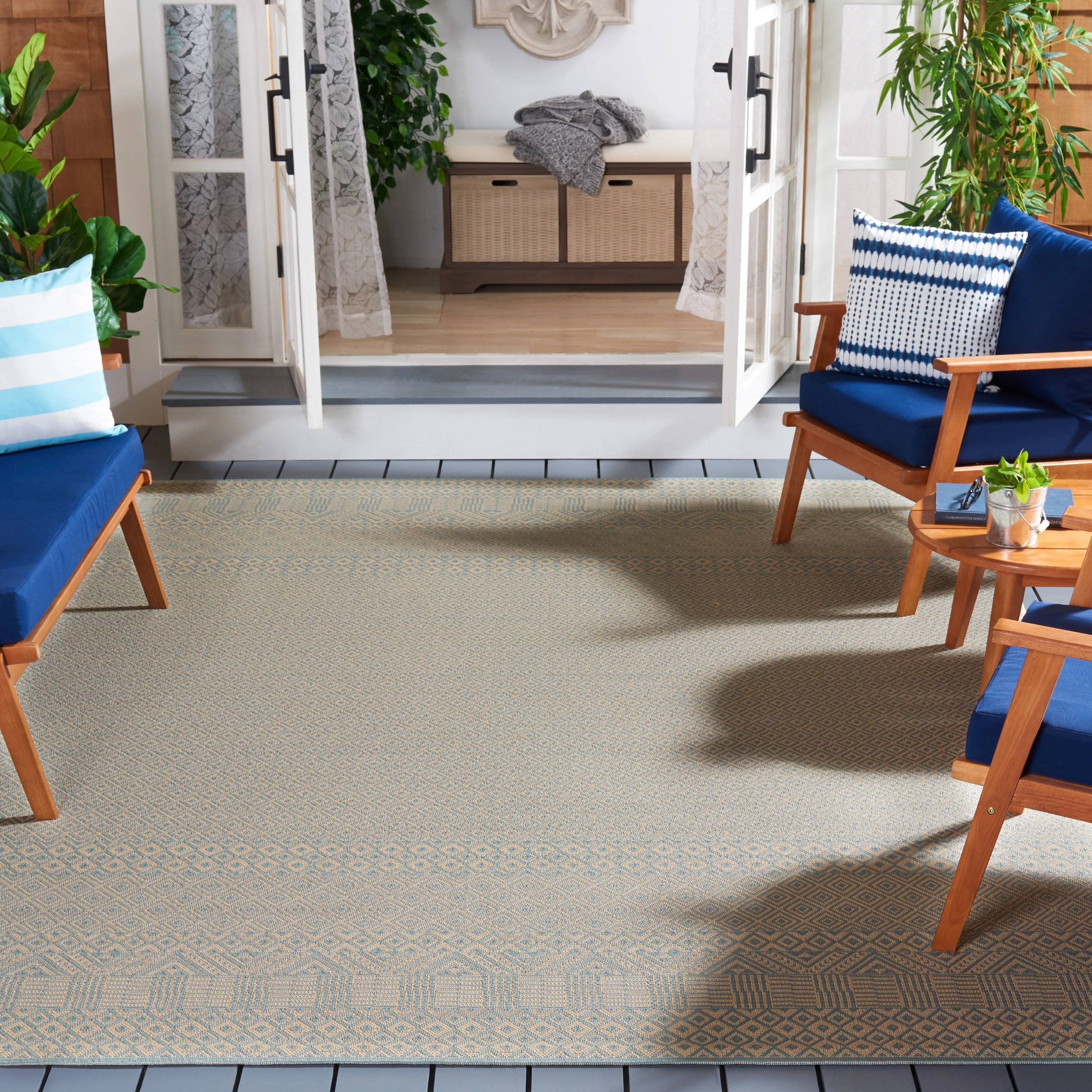 SAFAVIEH Courtyard Shikibu Indoor/ Outdoor Waterproof Patio Backyard Rug