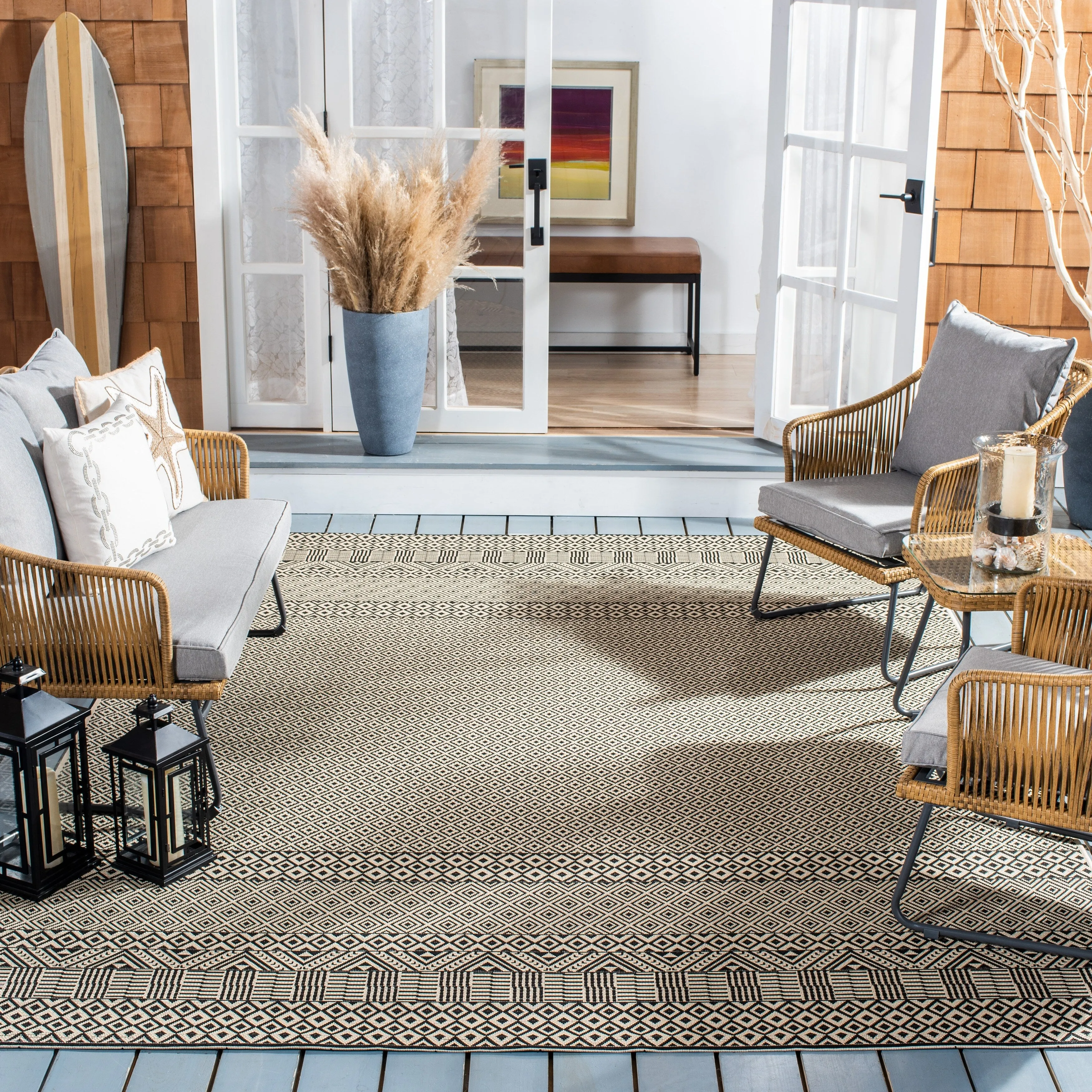 SAFAVIEH Courtyard Shikibu Indoor/ Outdoor Waterproof Patio Backyard Rug