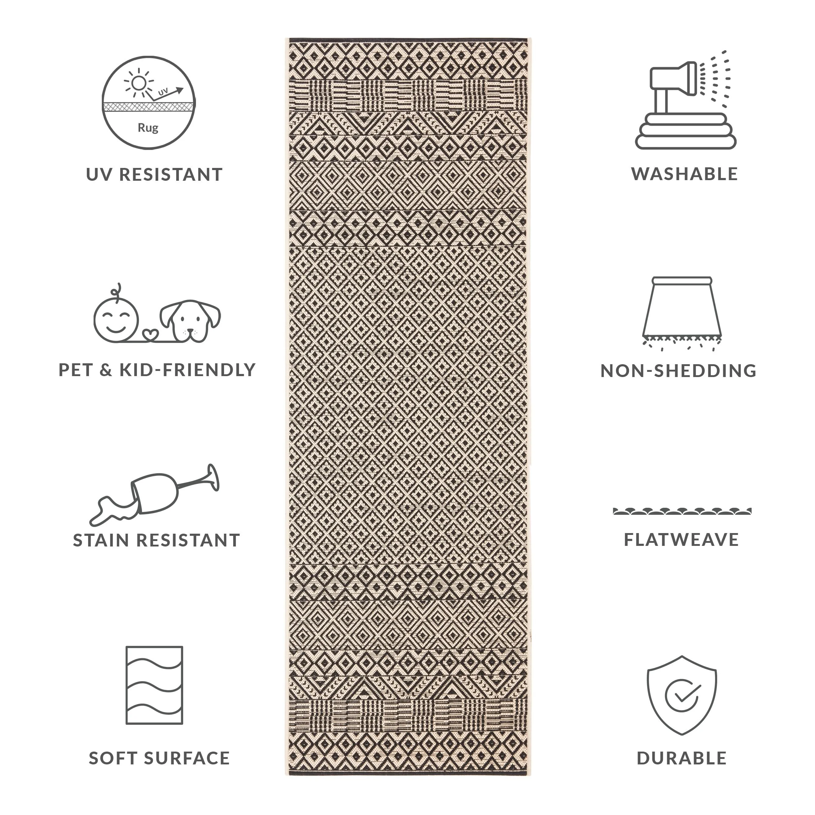 SAFAVIEH Courtyard Shikibu Indoor/ Outdoor Waterproof Patio Backyard Rug