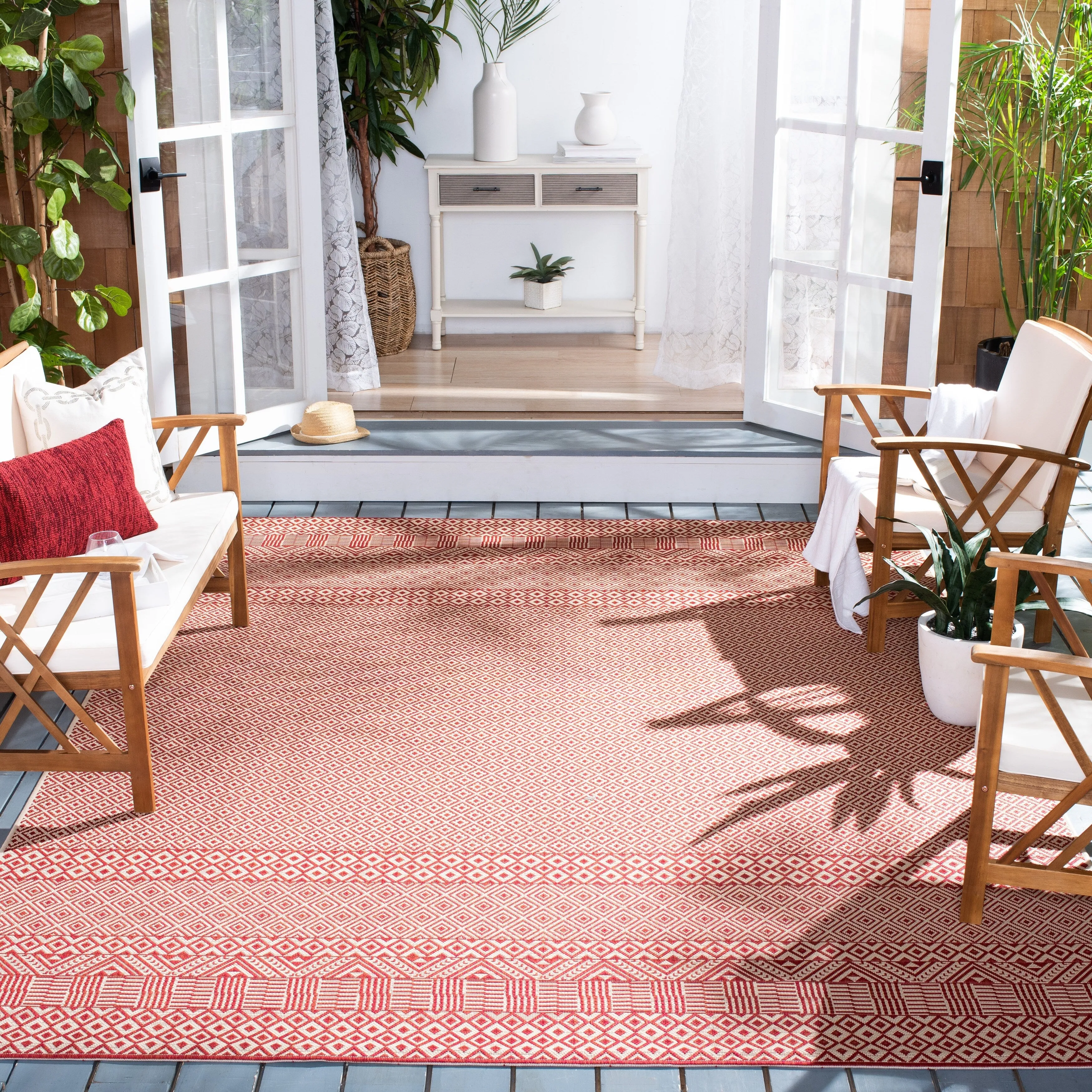 SAFAVIEH Courtyard Shikibu Indoor/ Outdoor Waterproof Patio Backyard Rug