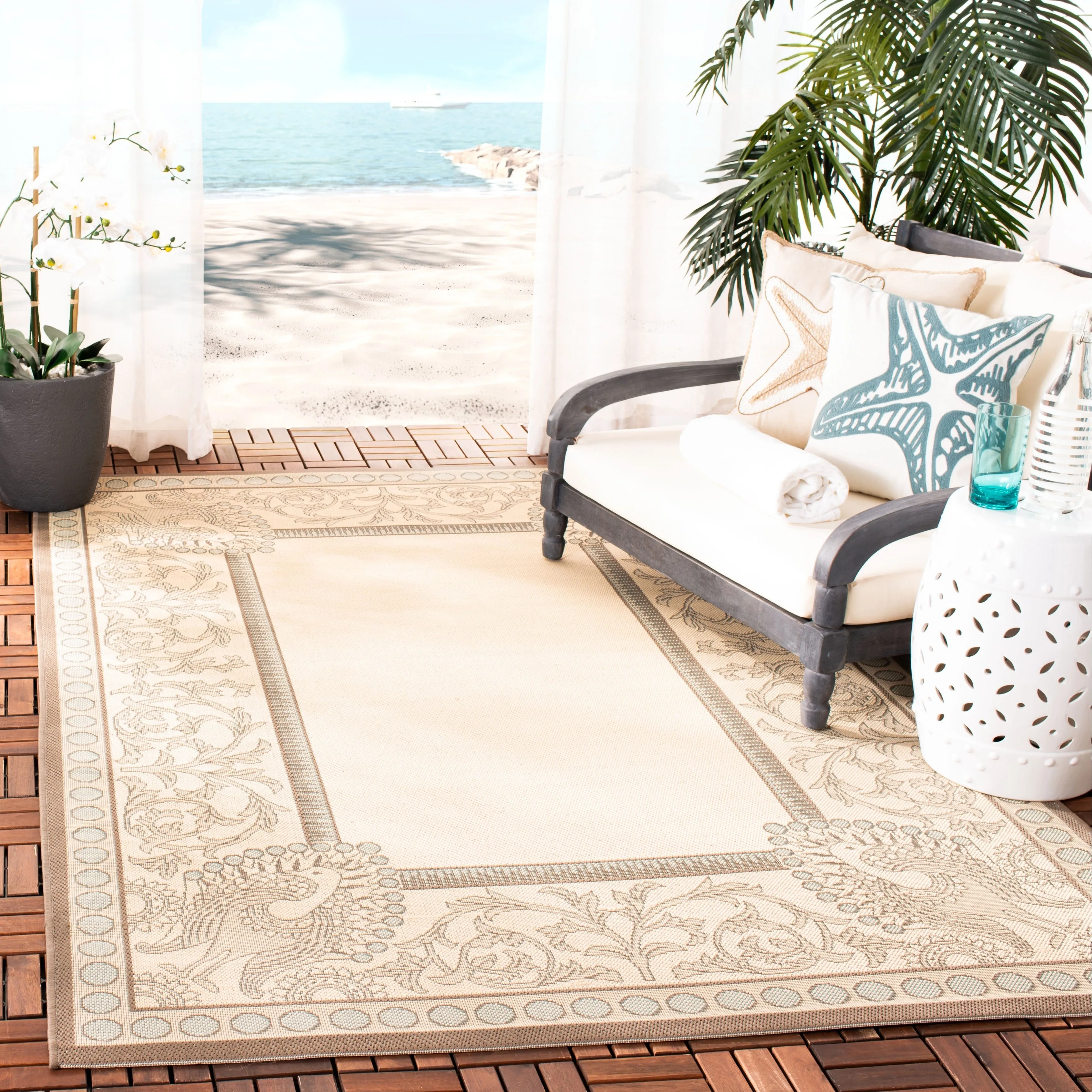 SAFAVIEH Courtyard Tjarkje Indoor/ Outdoor Waterproof Patio Backyard Rug