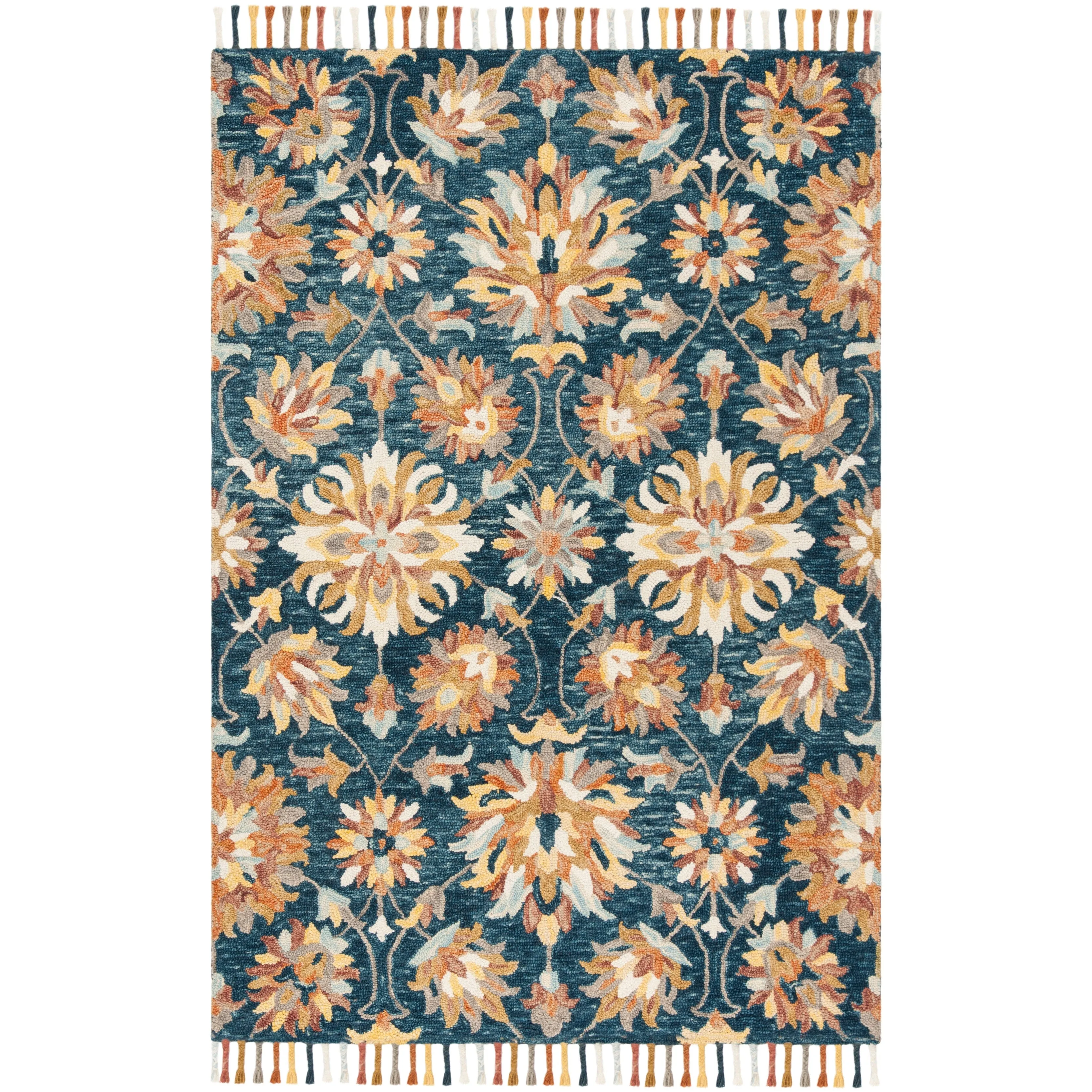 SAFAVIEH Handmade Aspen Orane Floral Braided Tassel Wool Rug