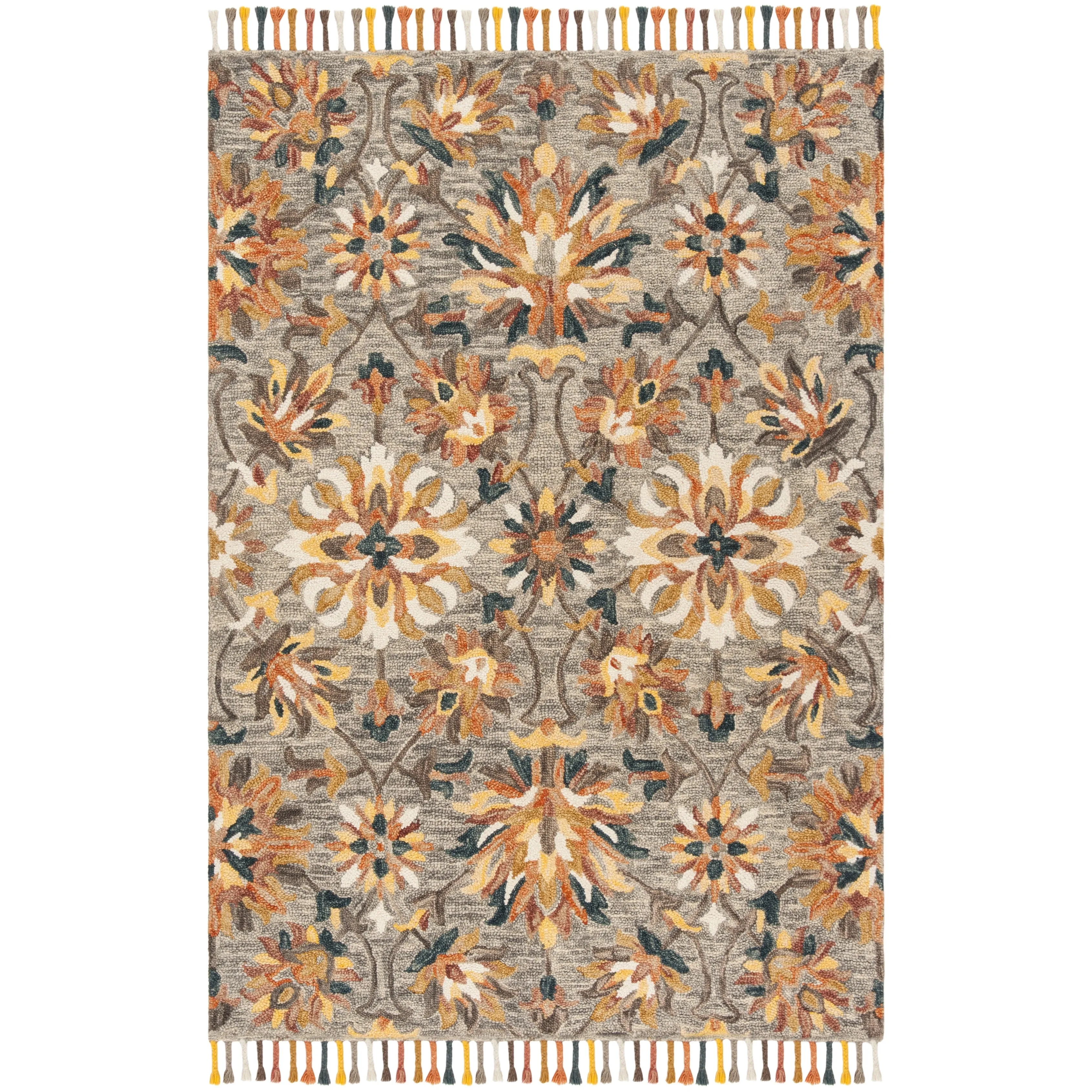 SAFAVIEH Handmade Aspen Orane Floral Braided Tassel Wool Rug