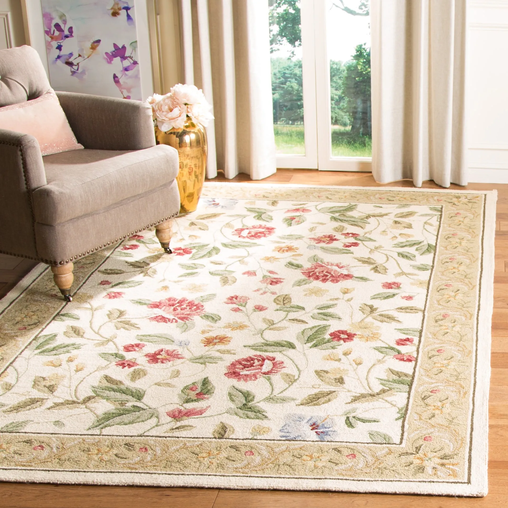 SAFAVIEH Handmade Chelsea Faigel French Country Floral Wool Rug