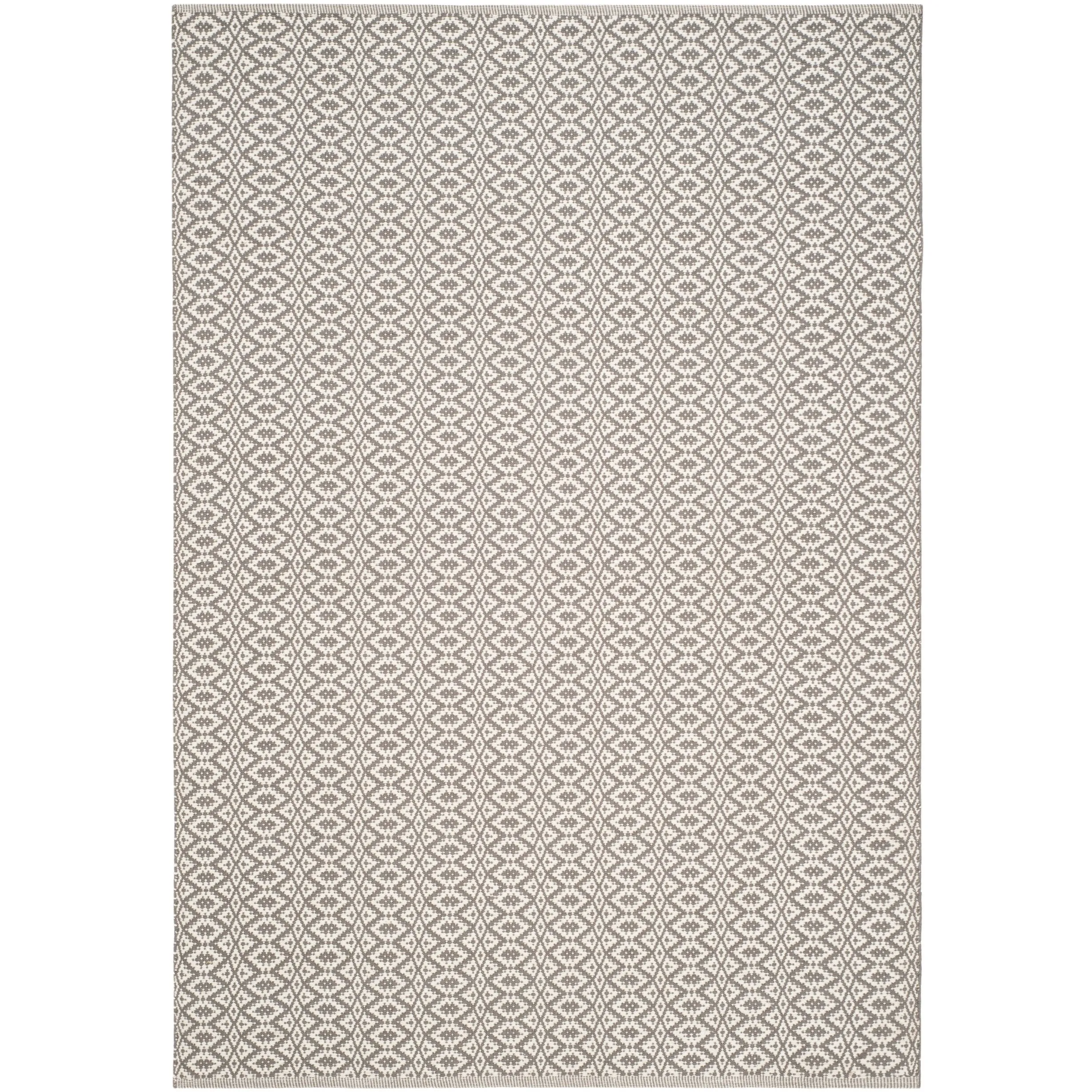 SAFAVIEH Handmade Flatweave Montauk Everly Casual Cotton Rug - Ivory/Grey - 5' x 7'
