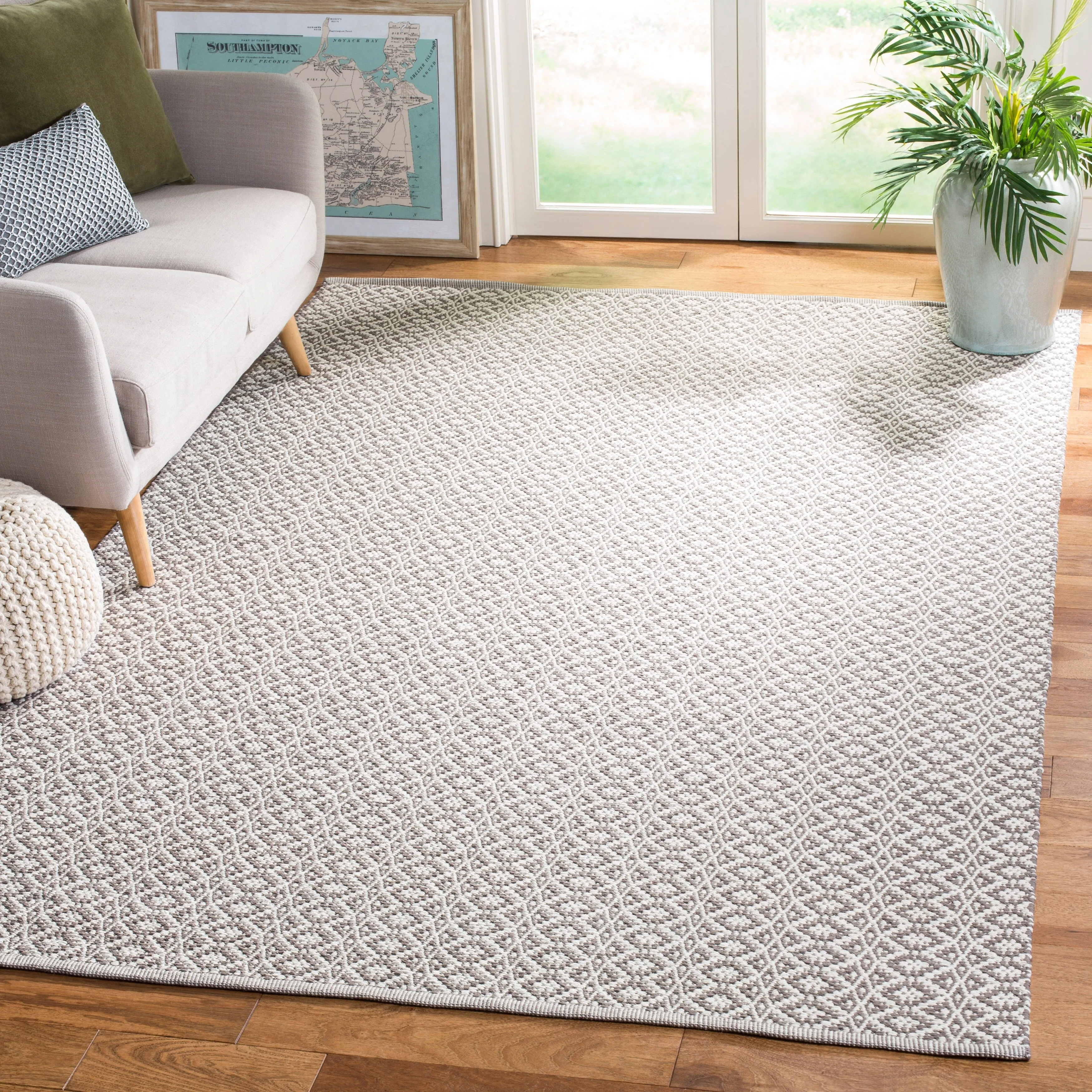 SAFAVIEH Handmade Flatweave Montauk Everly Casual Cotton Rug - Ivory/Grey - 5' x 7'