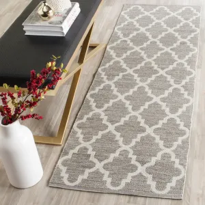 SAFAVIEH Handmade Flatweave Montauk Minoo Casual Cotton Rug - Grey/Ivory - 2' 3 x 11'