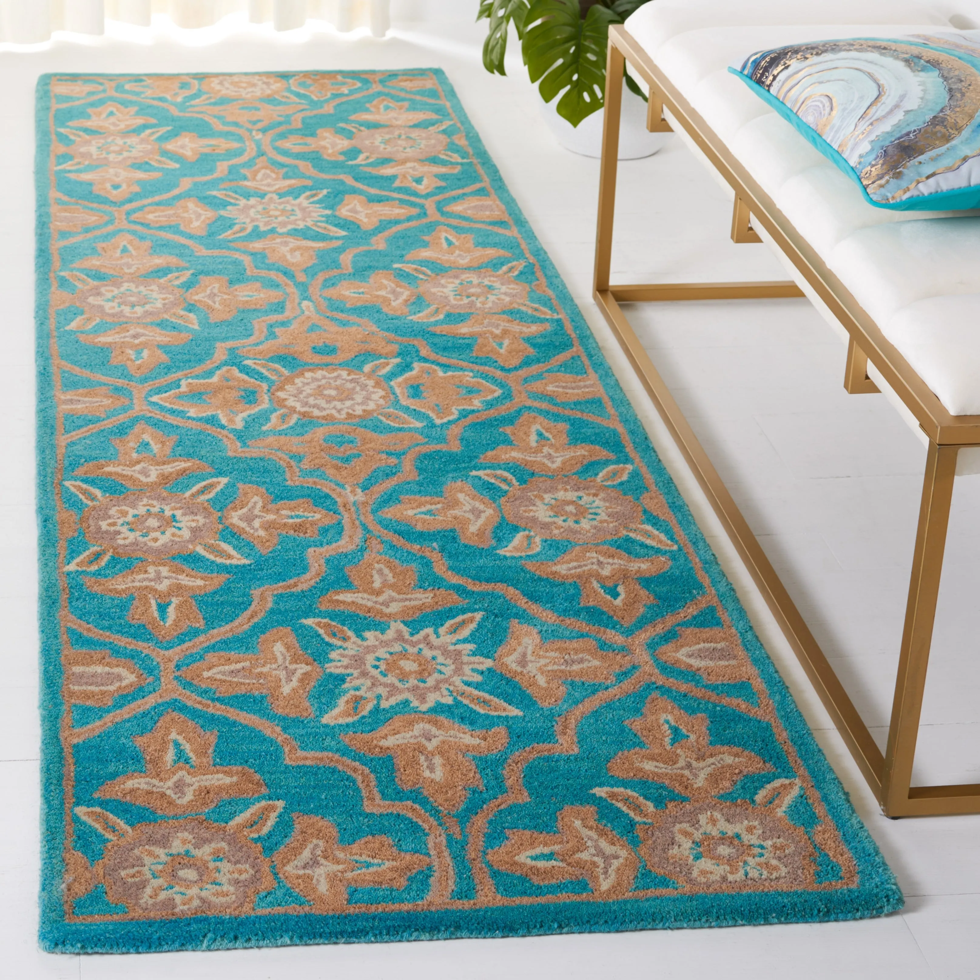 SAFAVIEH Handmade Heritage Peony Damask Traditional Oriental Wool Rug