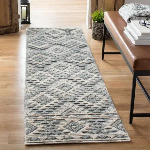 SAFAVIEH Handmade Natura Nouri Transitional Geometric Cream/Aqua Wool Rug