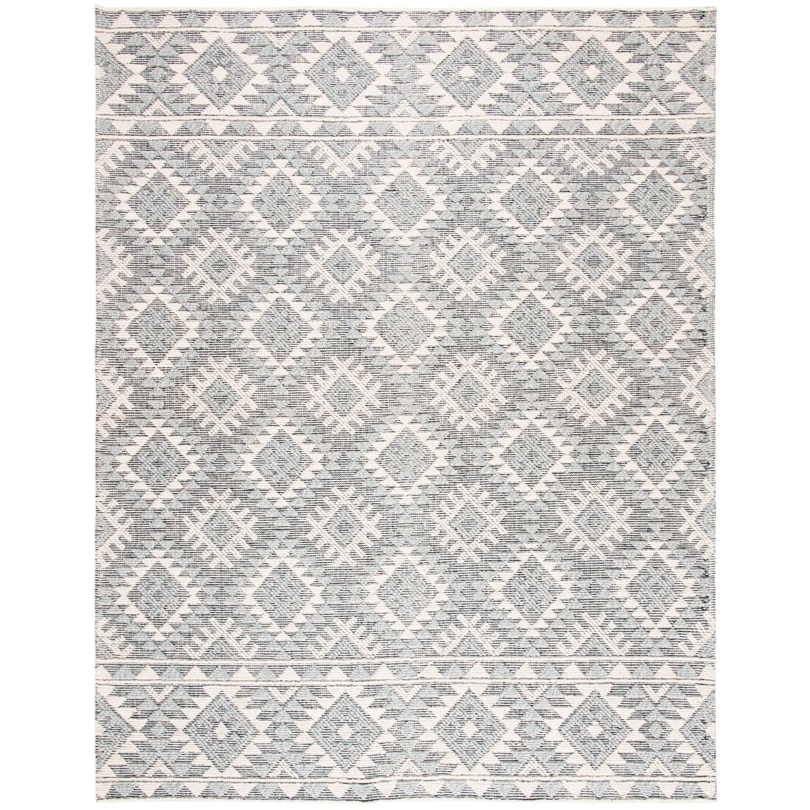SAFAVIEH Handmade Natura Nouri Transitional Geometric Cream/Aqua Wool Rug