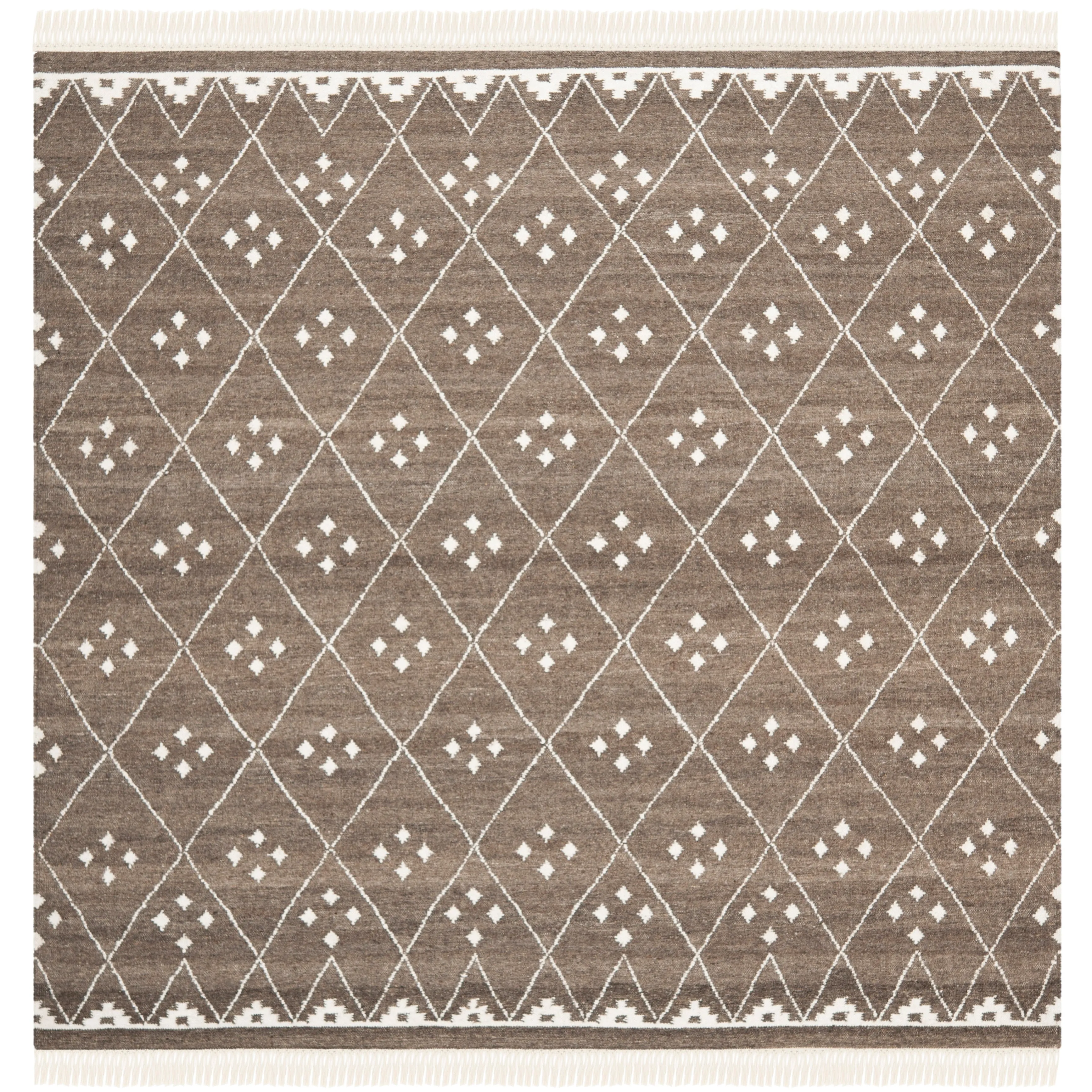 SAFAVIEH Handmade Natural Kilim Akmaral Wool Rug with Fringe