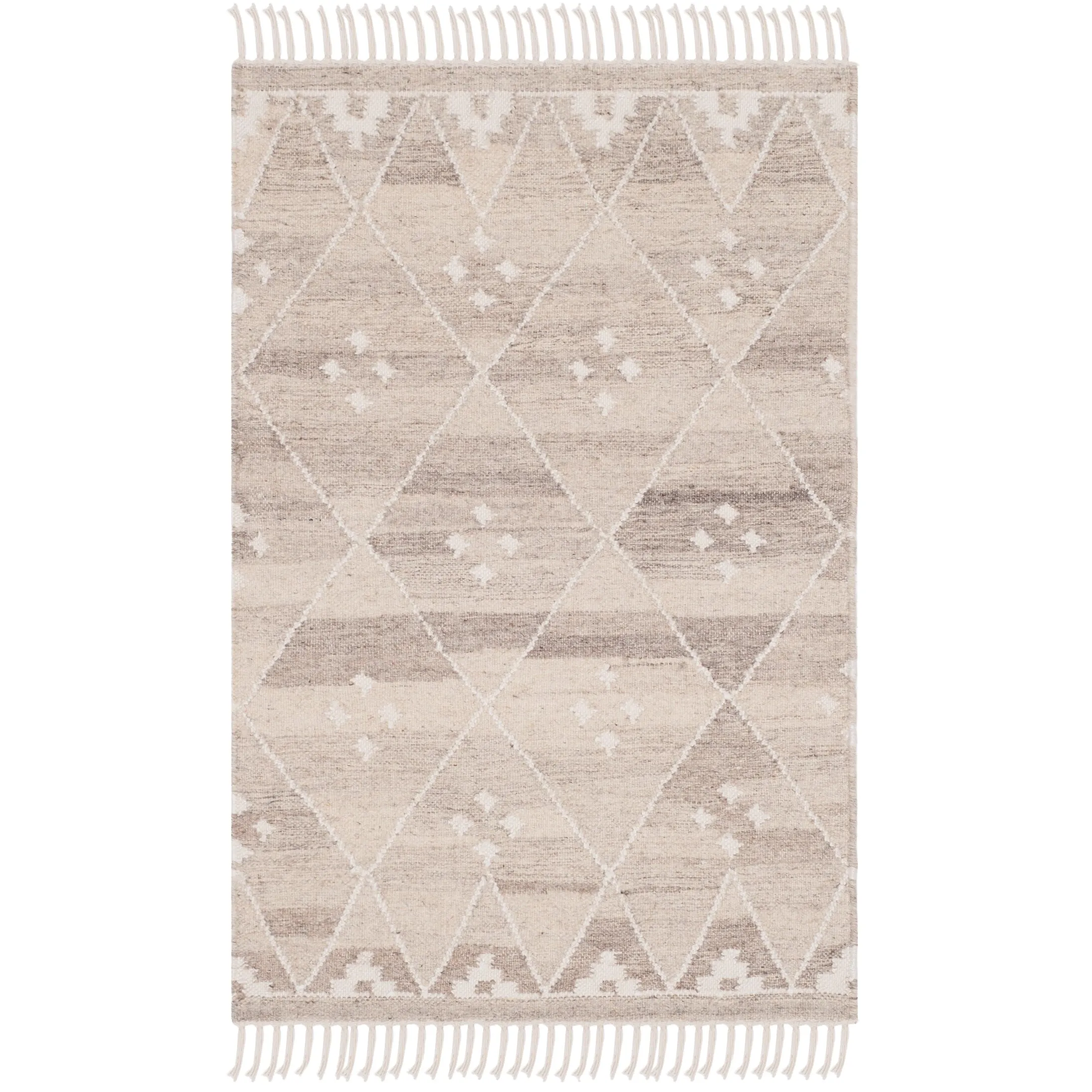 SAFAVIEH Handmade Natural Kilim Akmaral Wool Rug with Fringe