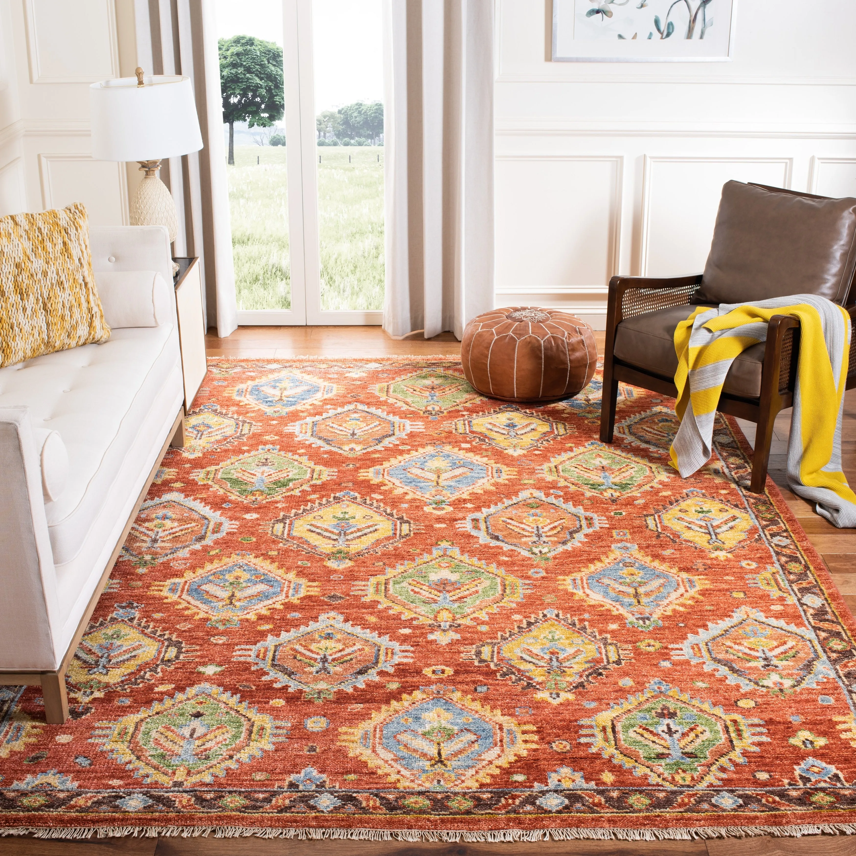 SAFAVIEH Handmade Samarkand Desirae Traditional Tribal Rust/Brown Wool Rug