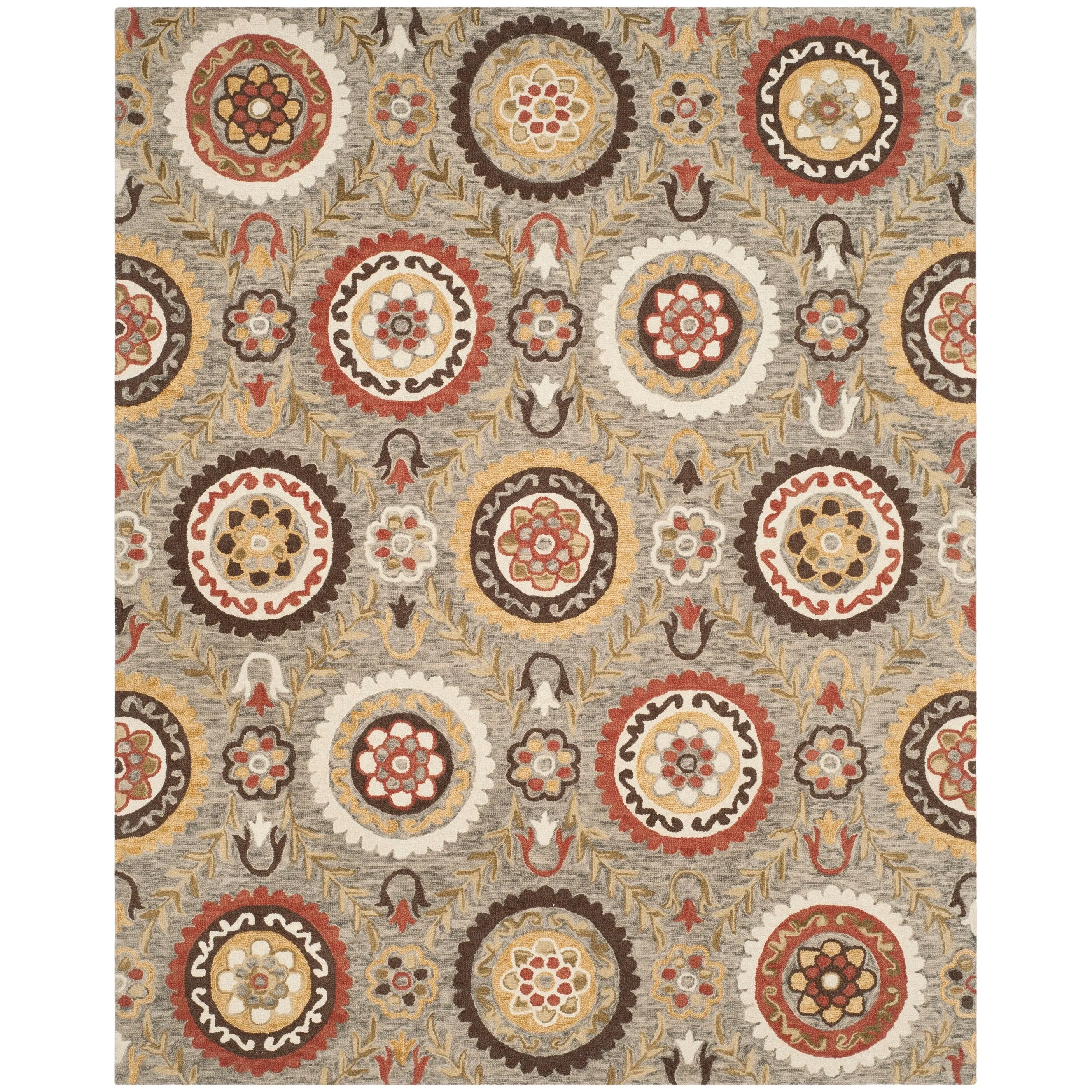 SAFAVIEH Handmade Suzani Bianca Boho Tribal Wool Rug