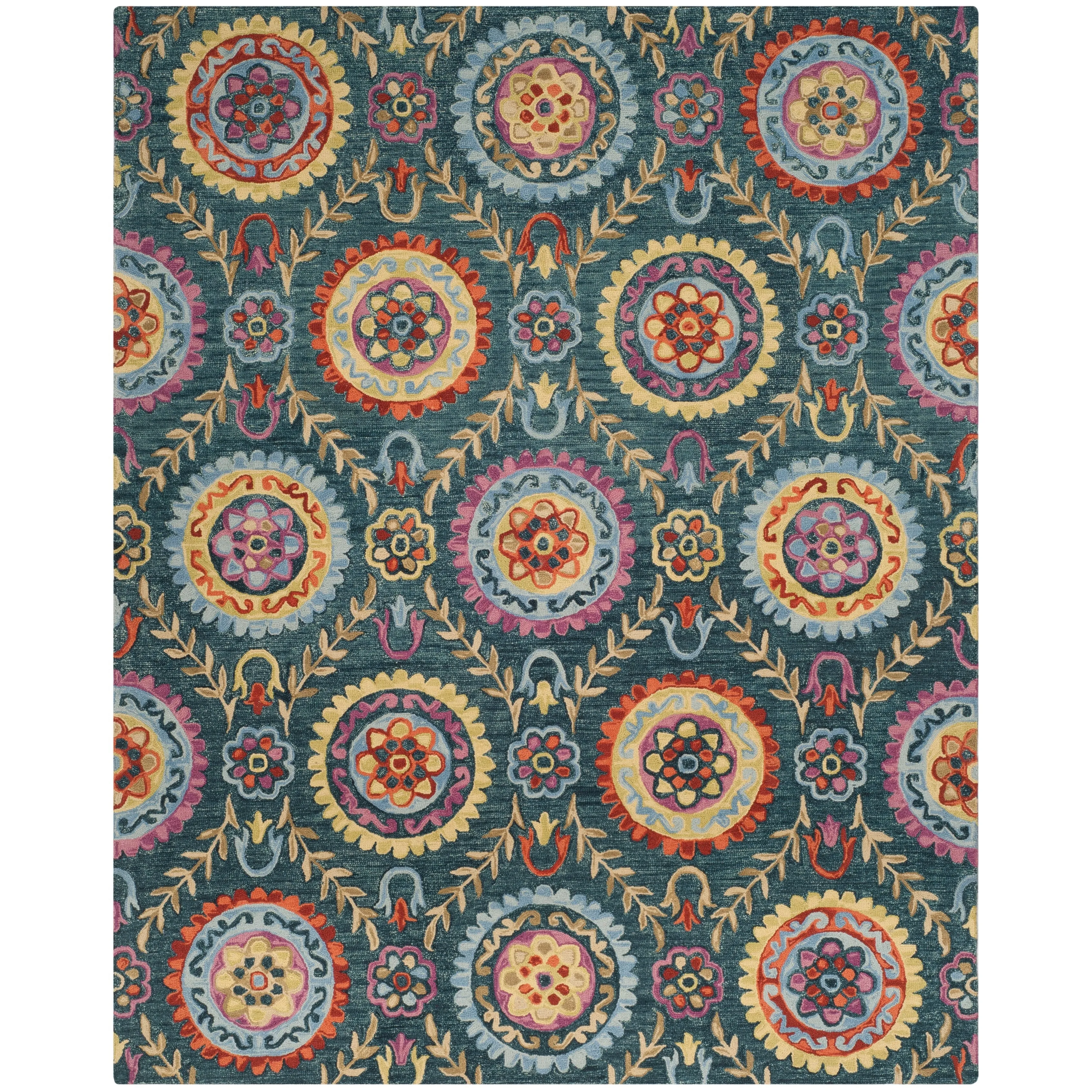 SAFAVIEH Handmade Suzani Bianca Boho Tribal Wool Rug