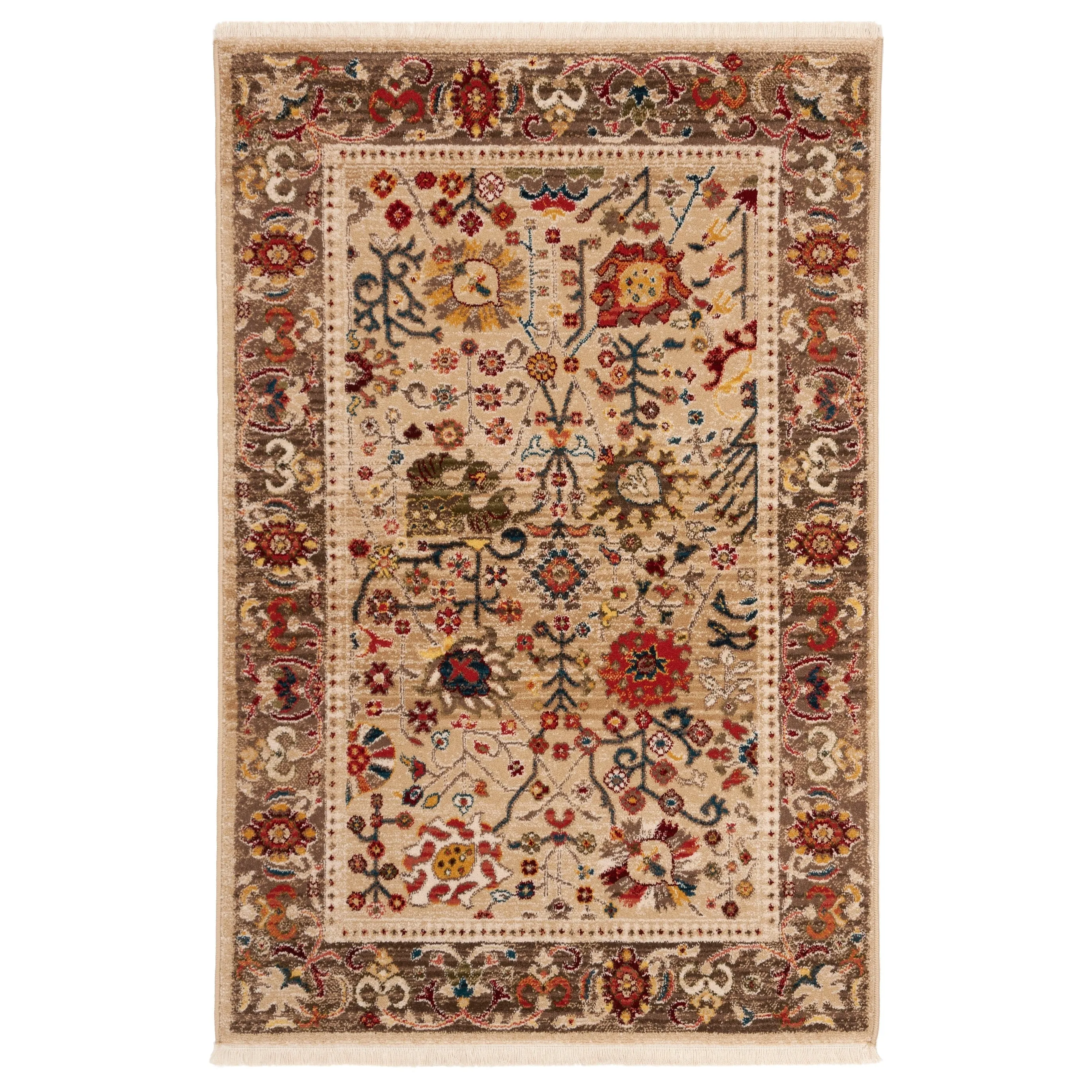 SAFAVIEH Kashan Laureen Oriental Rug with Fringe