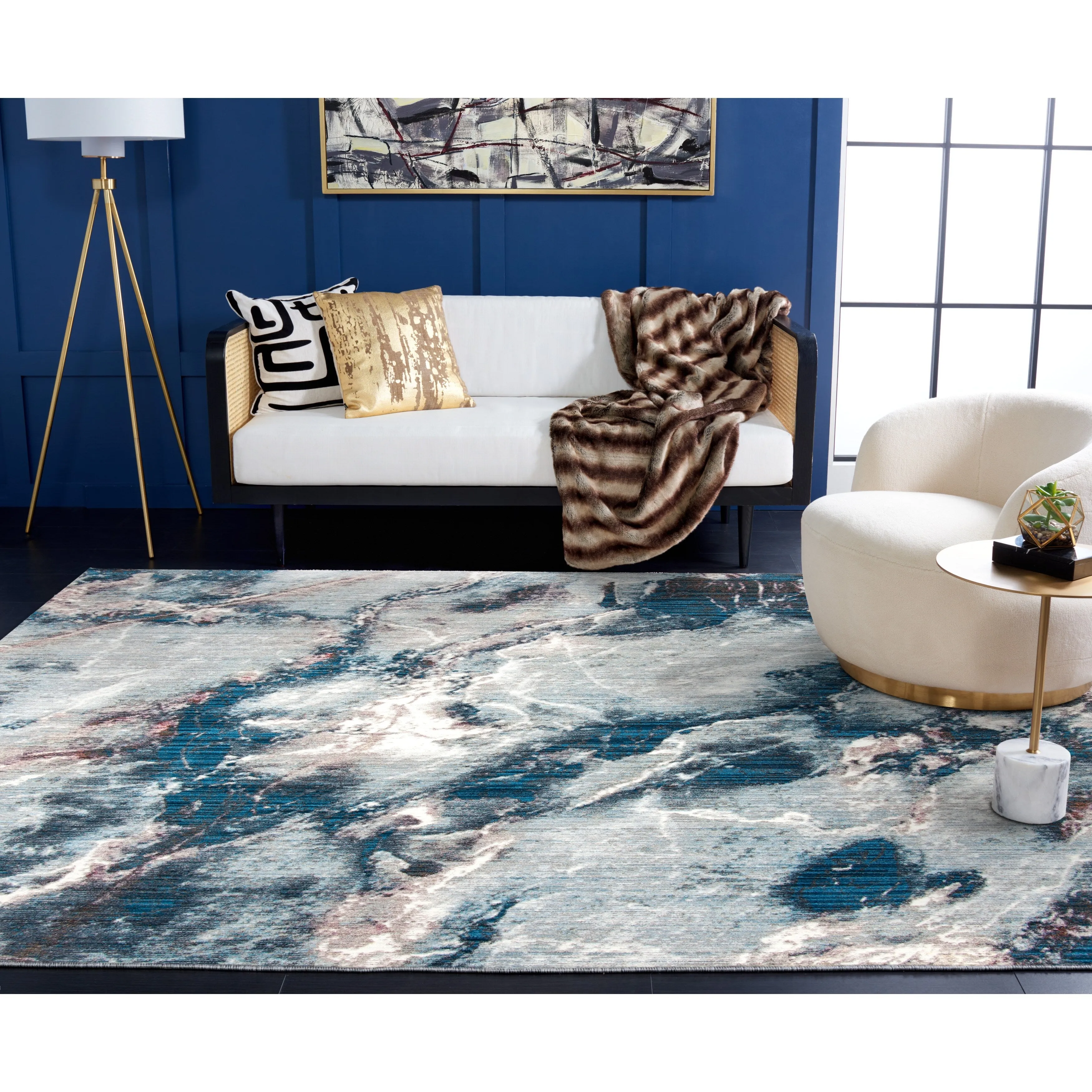 SAFAVIEH Monray Irine Modern Abstract Polyester Rug