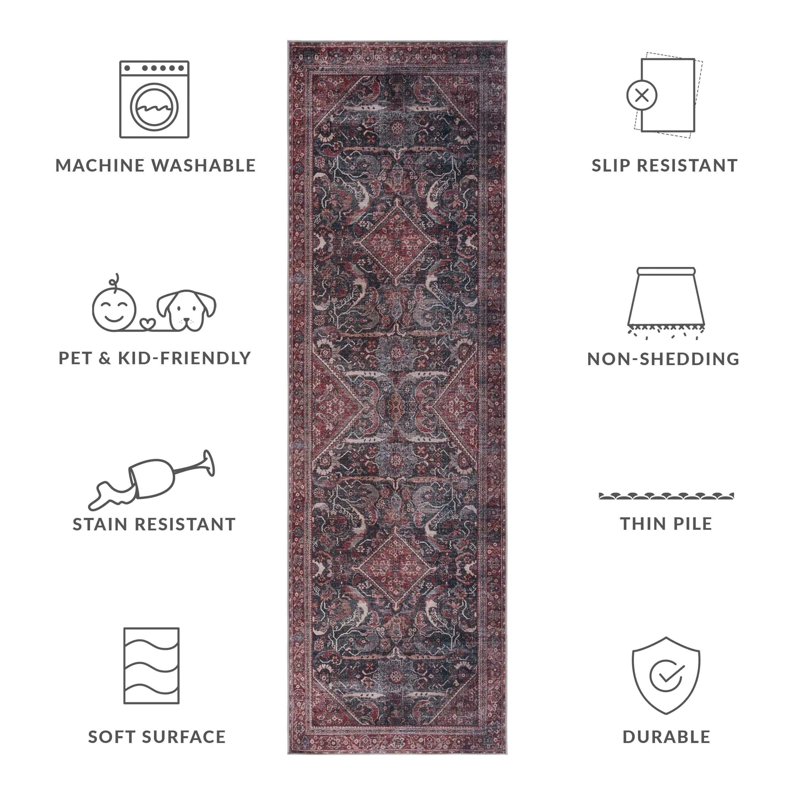 SAFAVIEH Tucson Machine Washable Slip Resistant Antja Oriental Rug