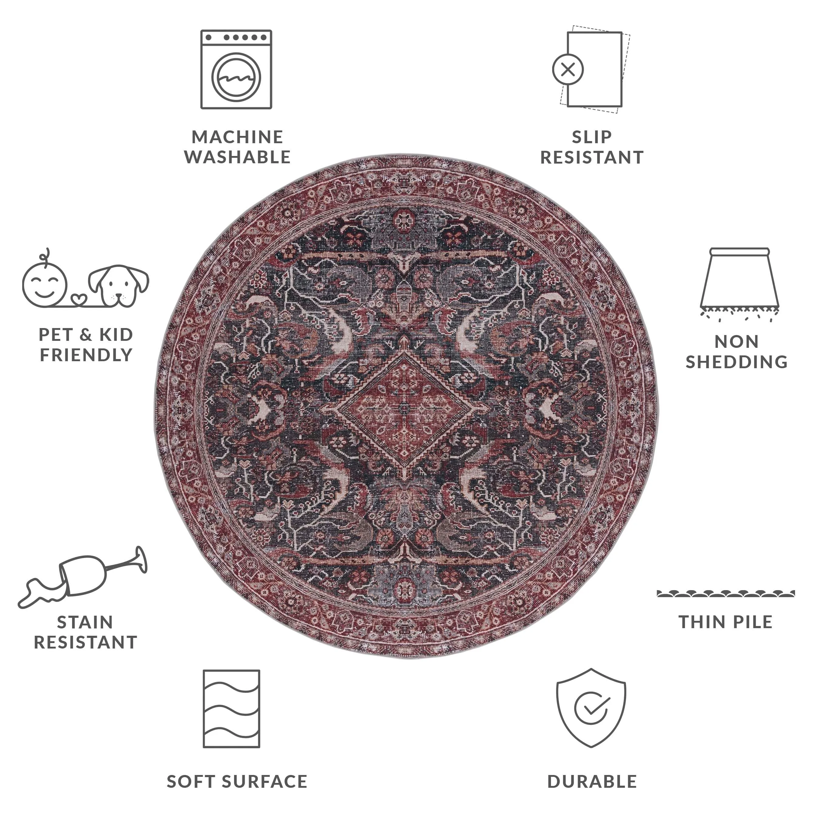 SAFAVIEH Tucson Machine Washable Slip Resistant Antja Oriental Rug