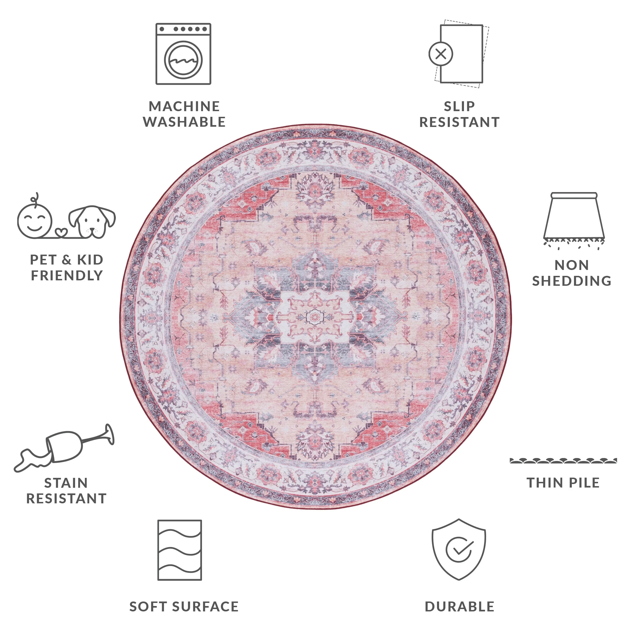 SAFAVIEH Tucson Machine Washable Slip Resistant Celina Traditional Rug