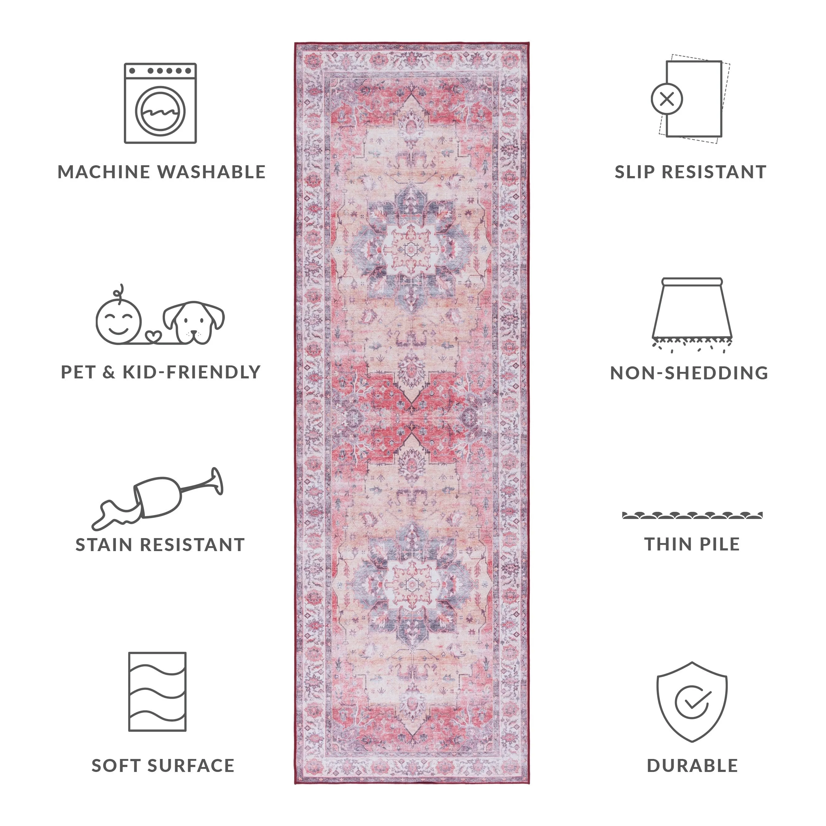 SAFAVIEH Tucson Machine Washable Slip Resistant Celina Traditional Rug