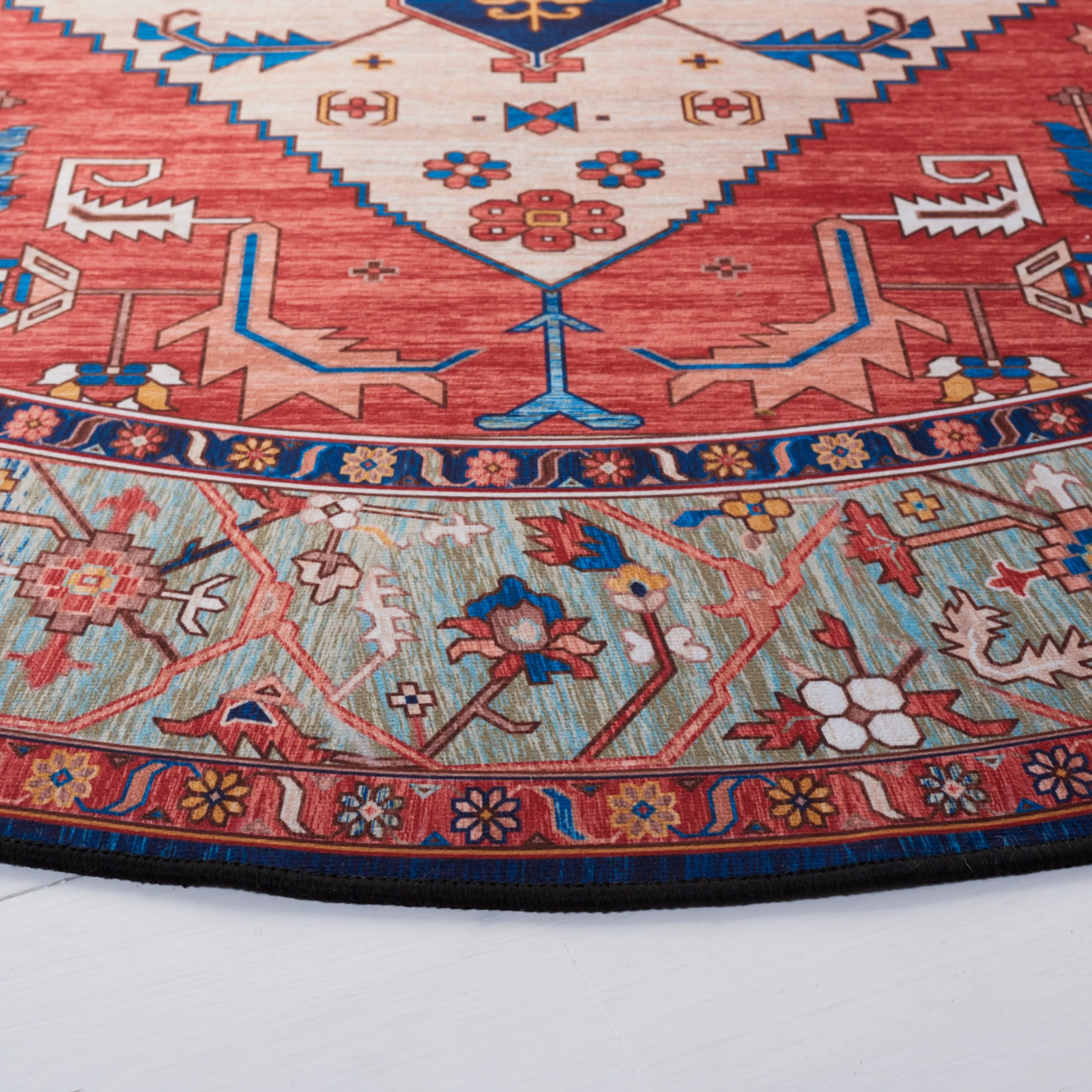 SAFAVIEH Tucson Machine Washable Slip Resistant Dorcas Oriental Medallion