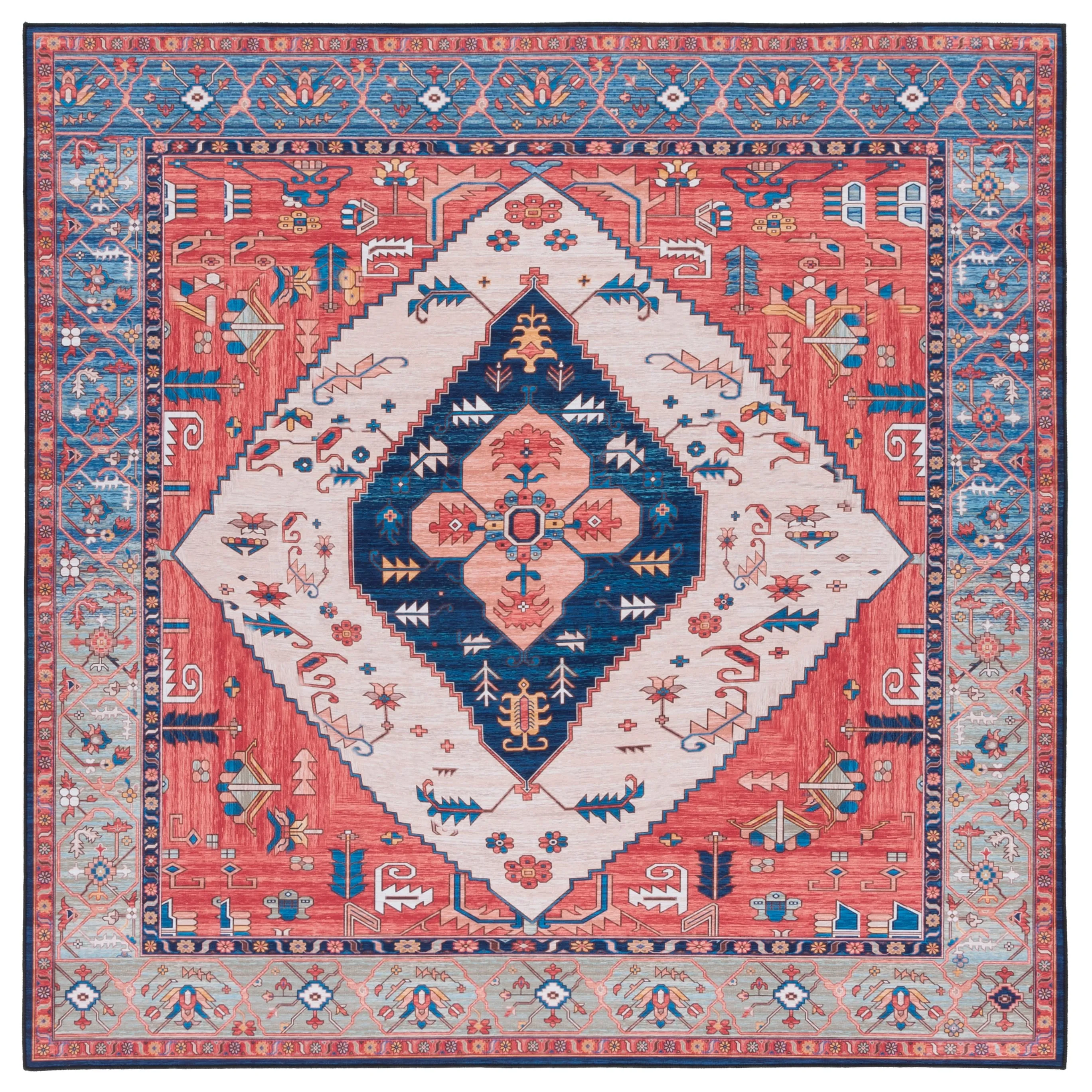 SAFAVIEH Tucson Machine Washable Slip Resistant Dorcas Oriental Medallion