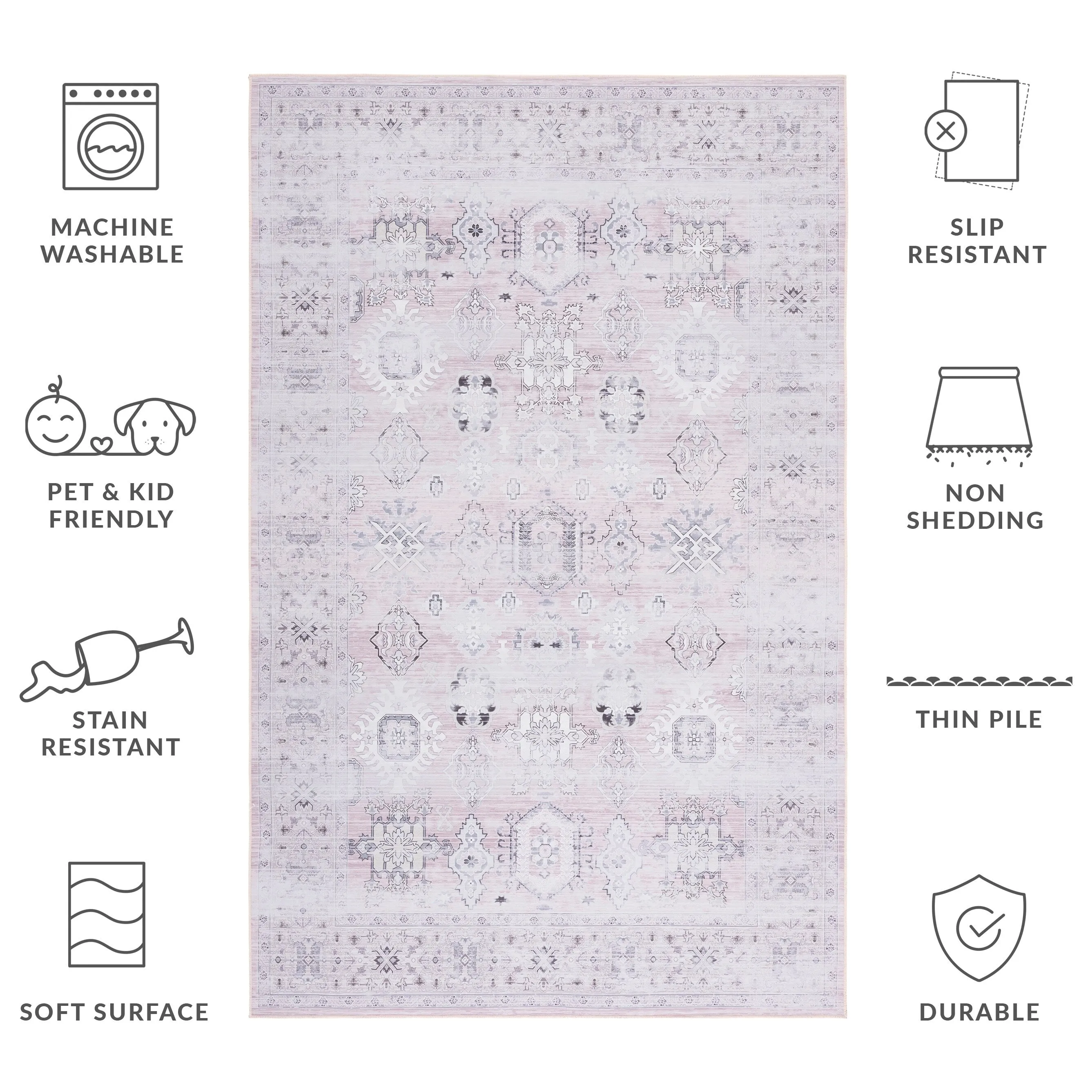 SAFAVIEH Tucson Machine Washable Slip Resistant Dorcas Oriental Medallion