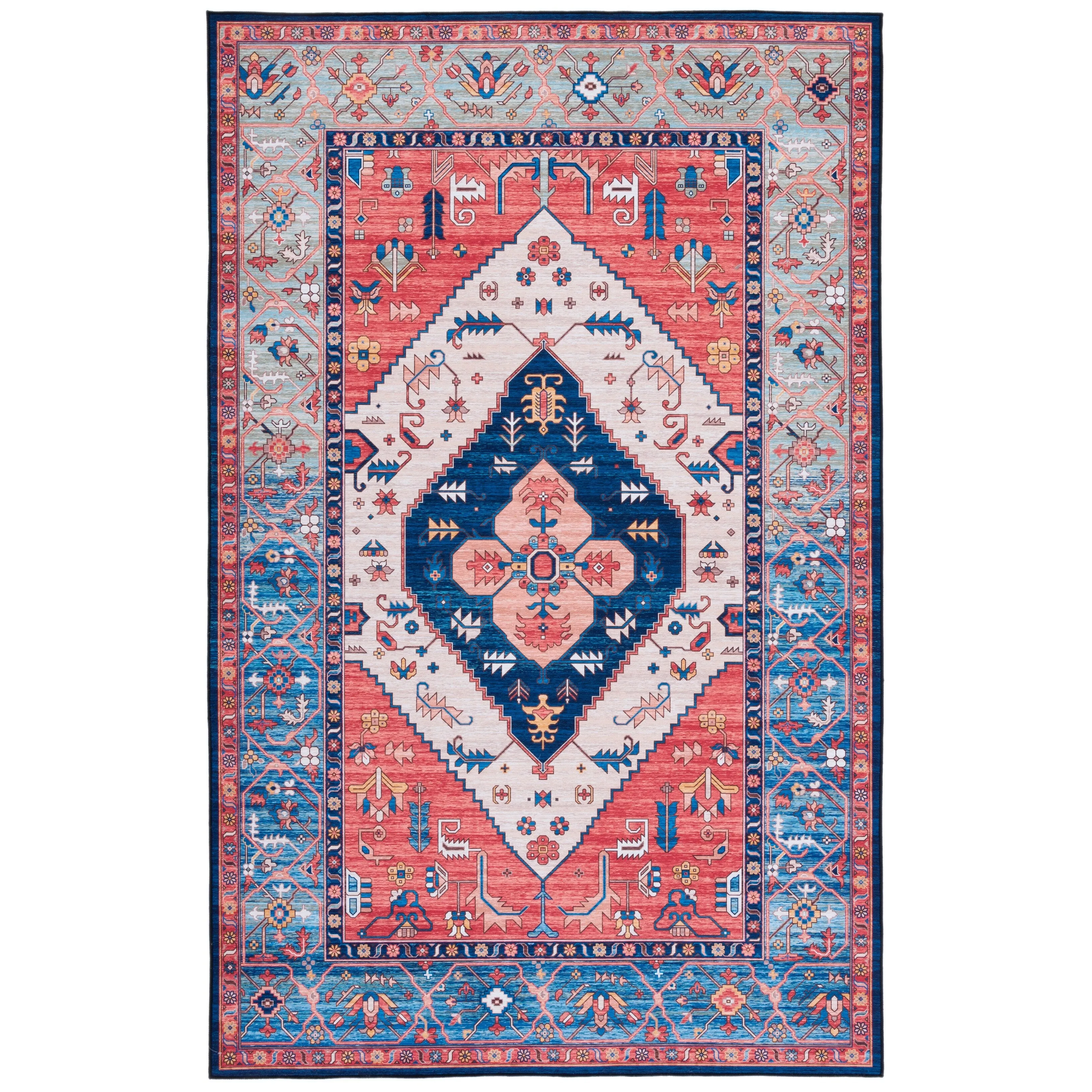SAFAVIEH Tucson Machine Washable Slip Resistant Dorcas Oriental Medallion