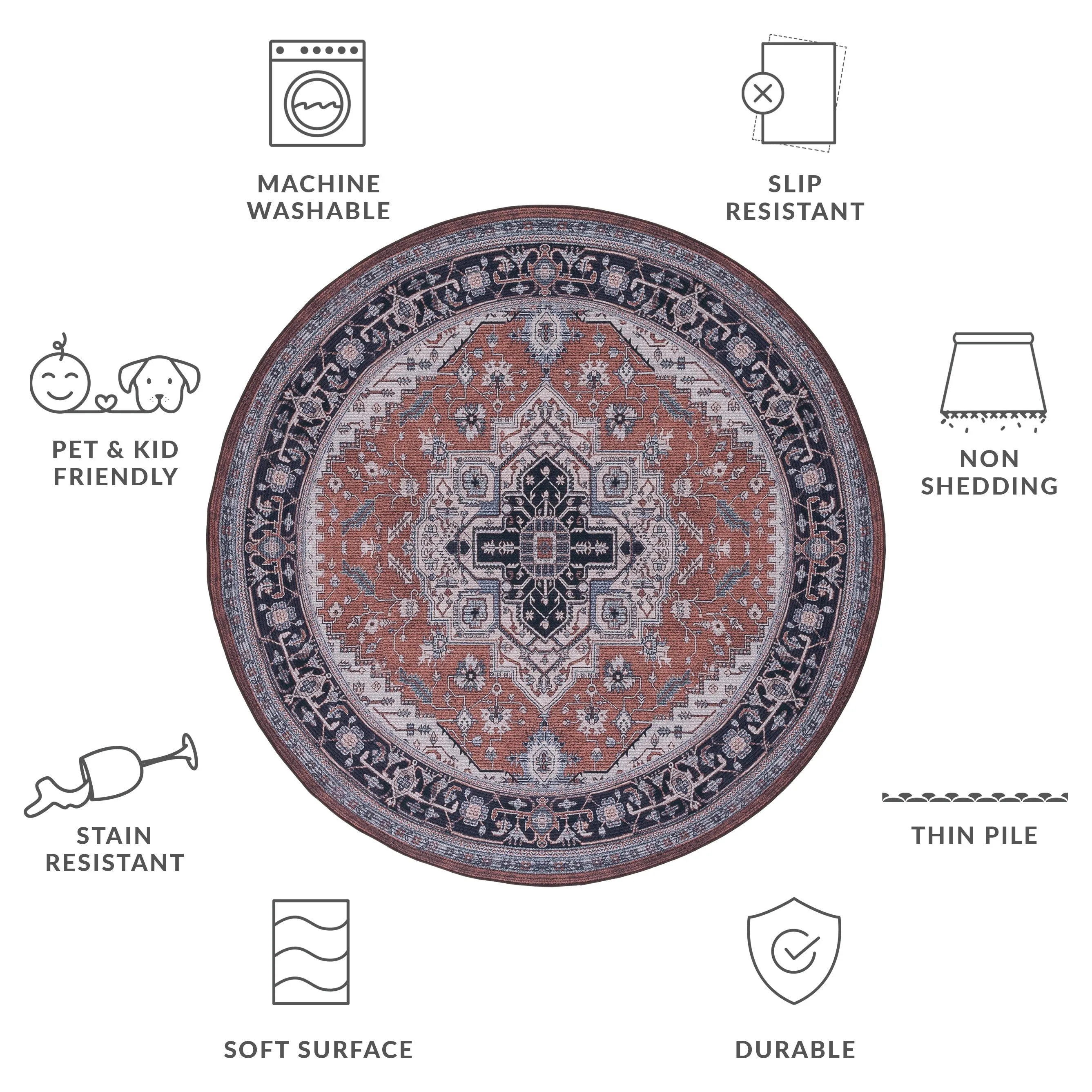 SAFAVIEH Tucson Machine Washable Slip Resistant Emmer Traditional Rug